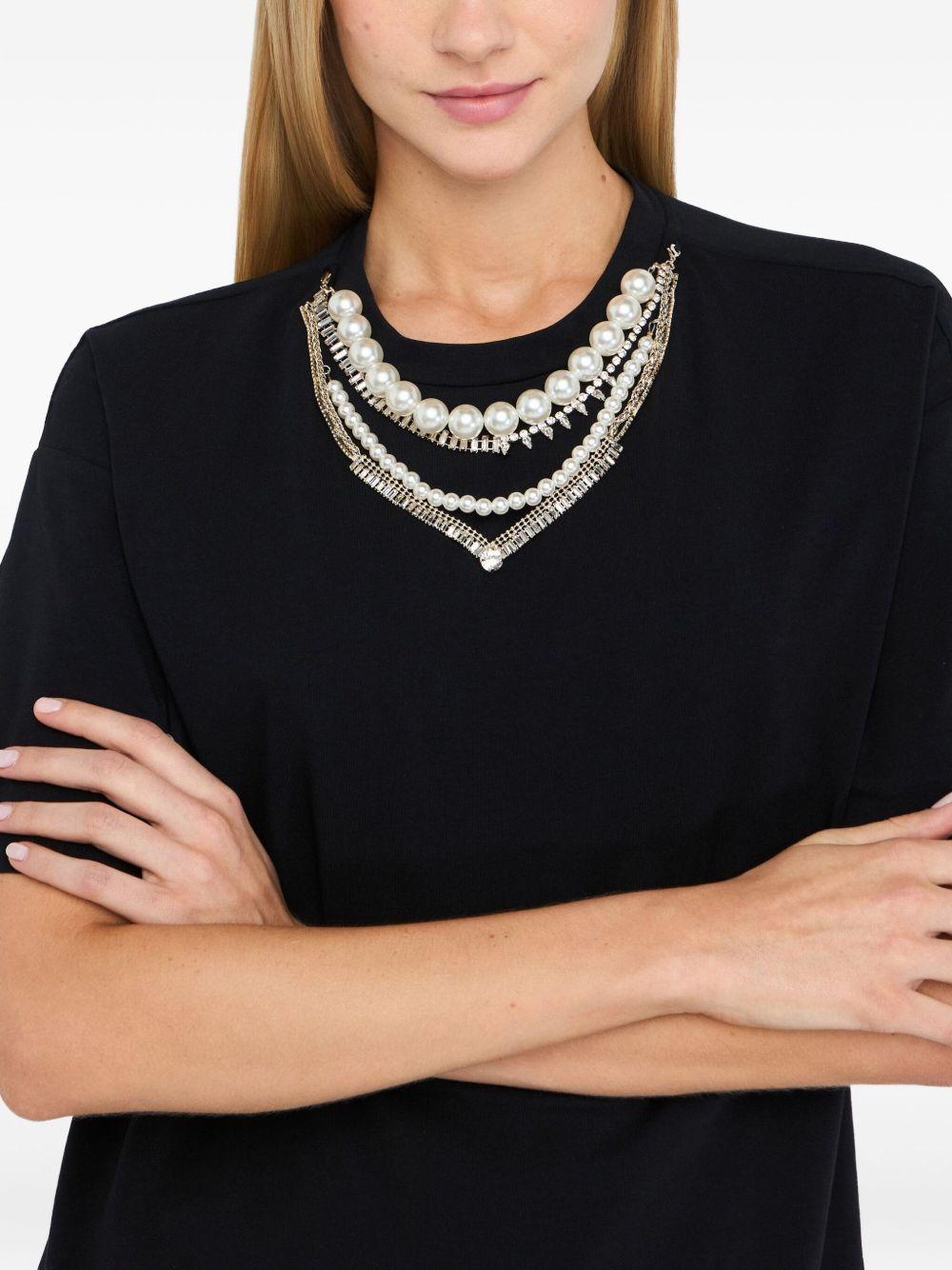 beaded-neckline T-shirt Product Image