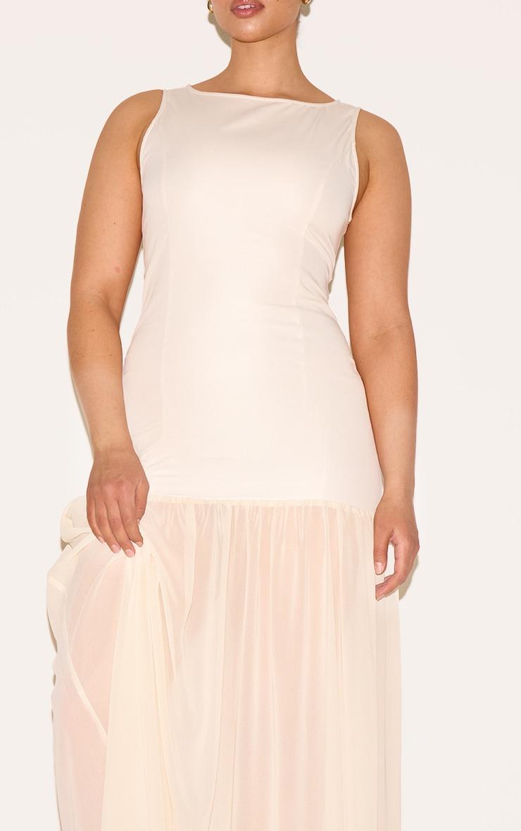 Shape Cream Boat Neck Dropped Waist Maxi Dress Product Image