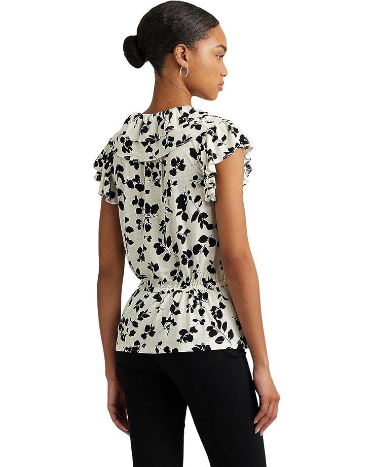 Floral Ruffle-Trim Georgette Blouse Product Image