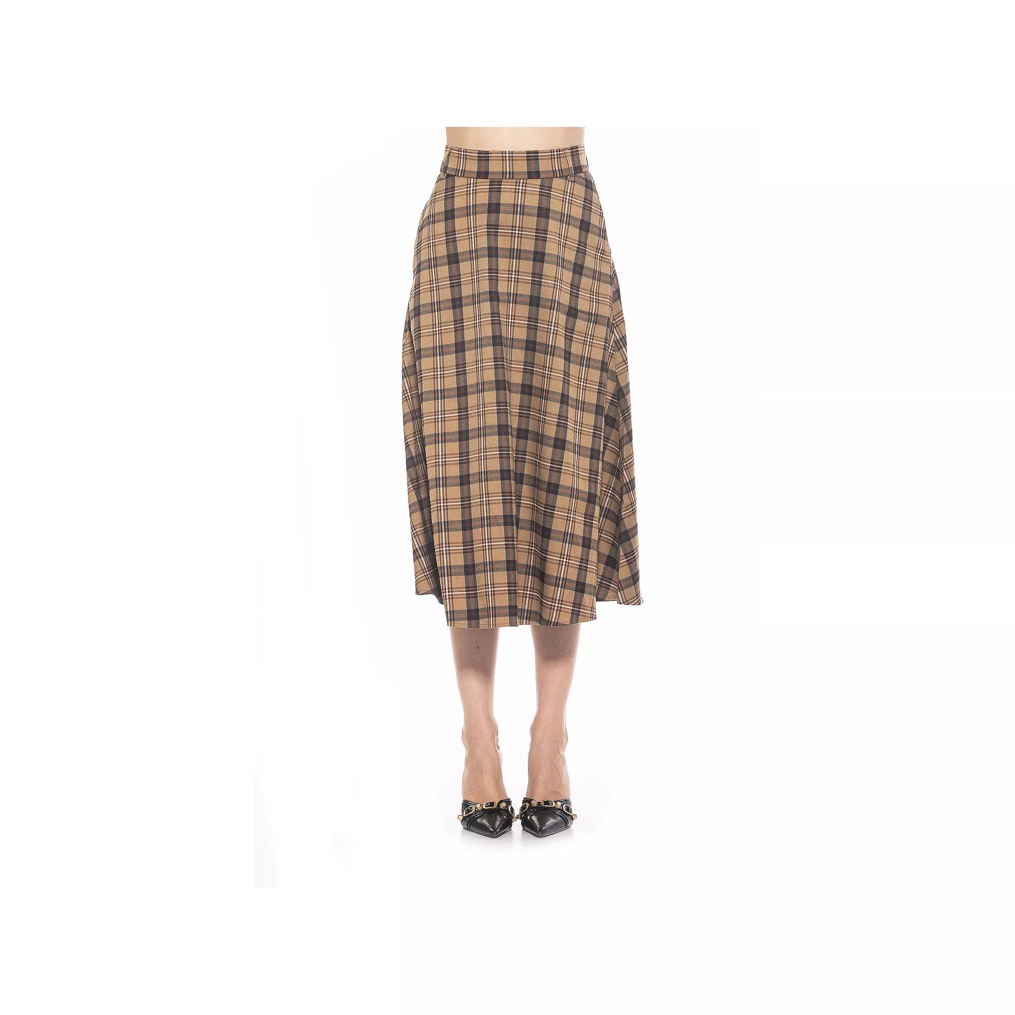 Women's ALEXIA ADMOR Twill Maxi Skirt, Size: 8, Red Plaid Product Image