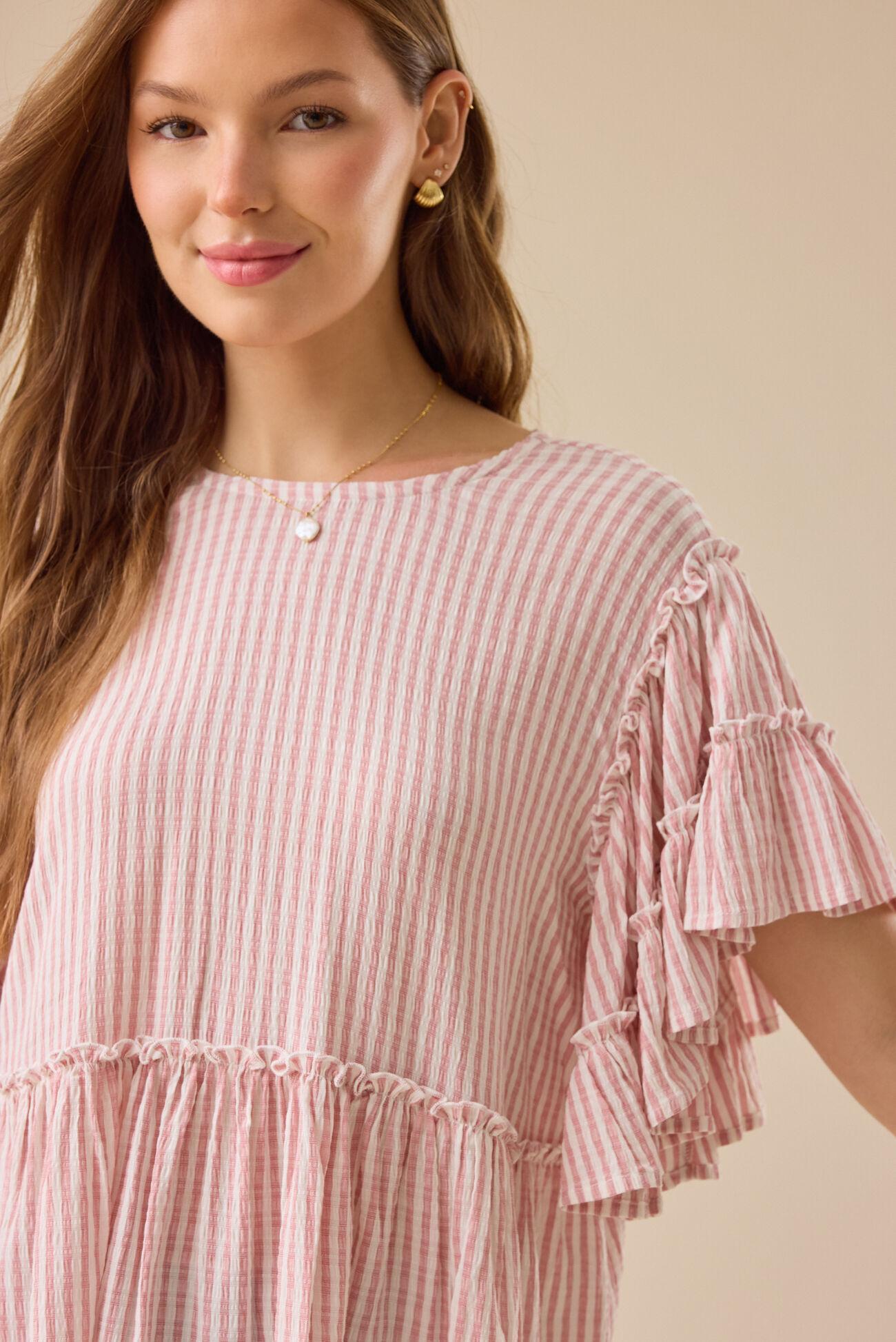 Delilah Striped Flutter Sleeve Top Product Image
