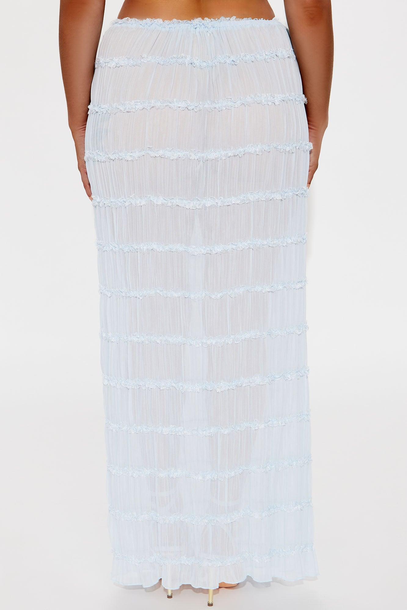 Delilah Tiered Sheer Maxi Skirt - Light Blue Product Image