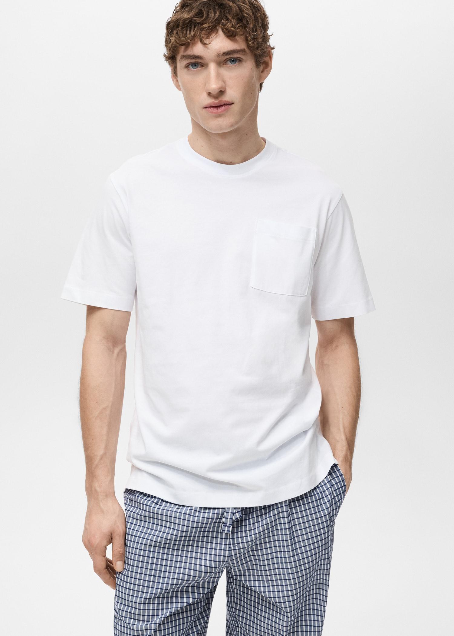 100% cotton check pyjama set - Men | MANGO USA Product Image