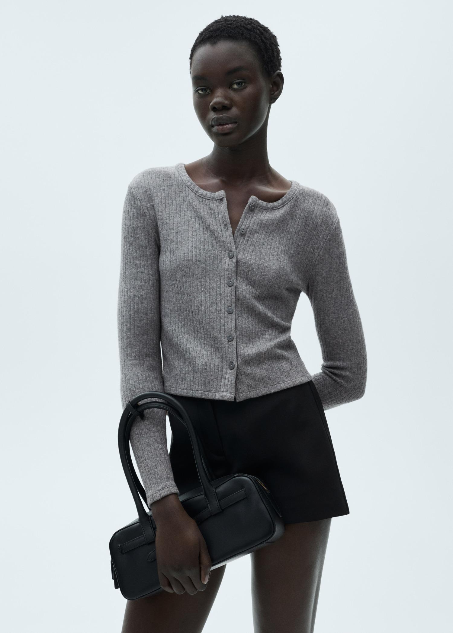 Buttoned ribbed cardigan - Women | MANGO USA Product Image