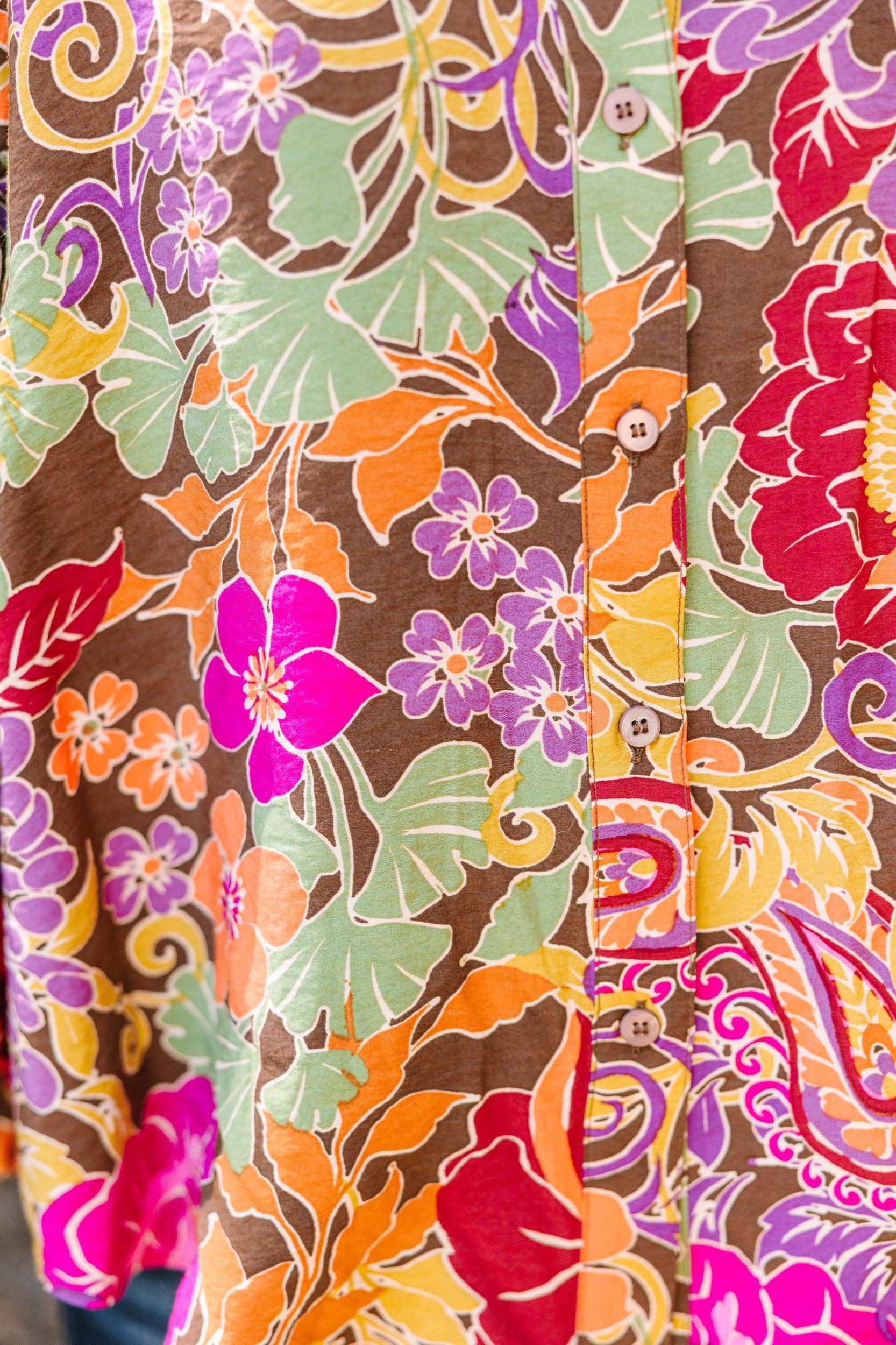 Fate: The More You Love Brown Floral Blouse Female Product Image