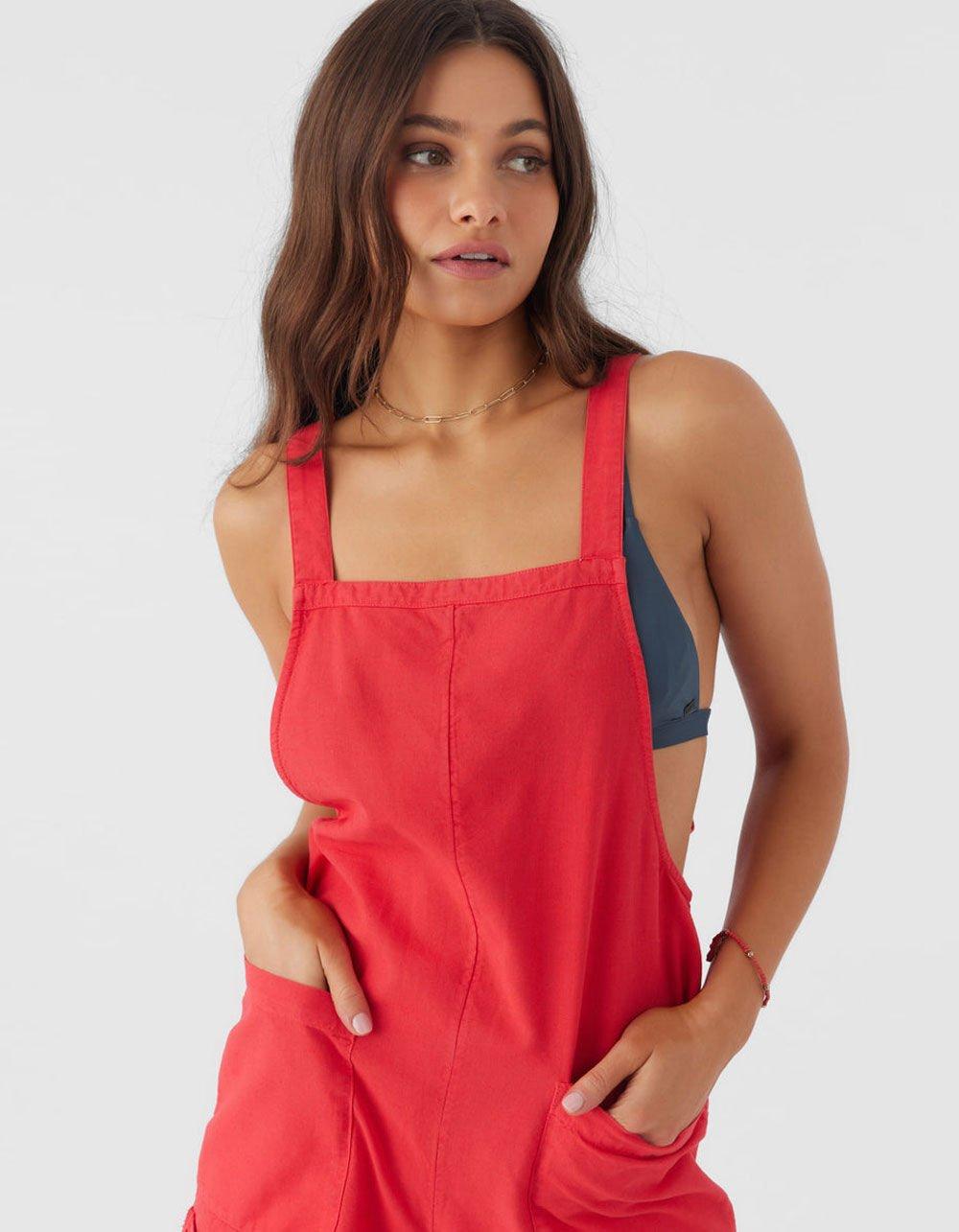 O'NEILL Summerlin Overall Womens Romper - RED Product Image