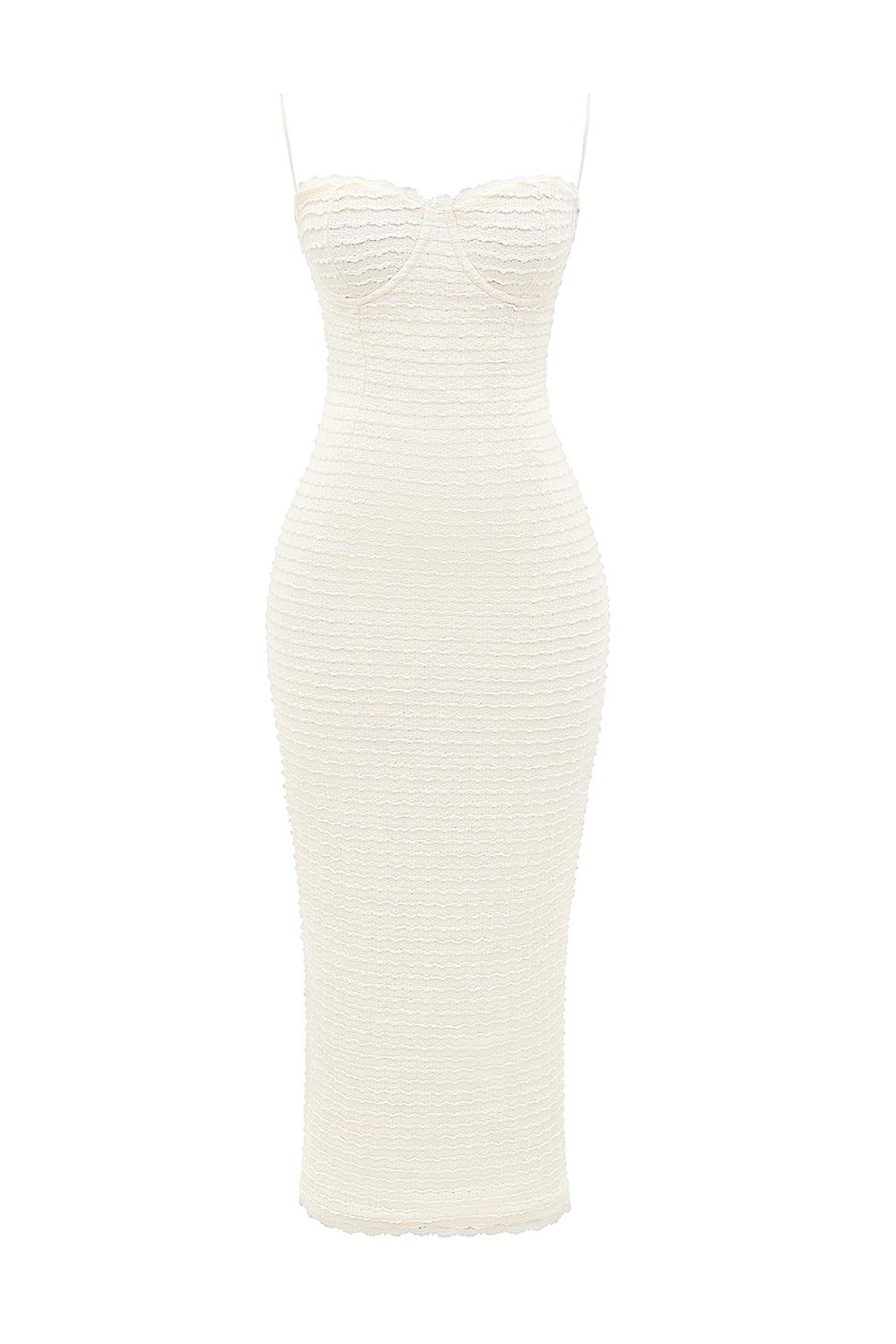 Elinor  cream tea frill lace midi dress Product Image