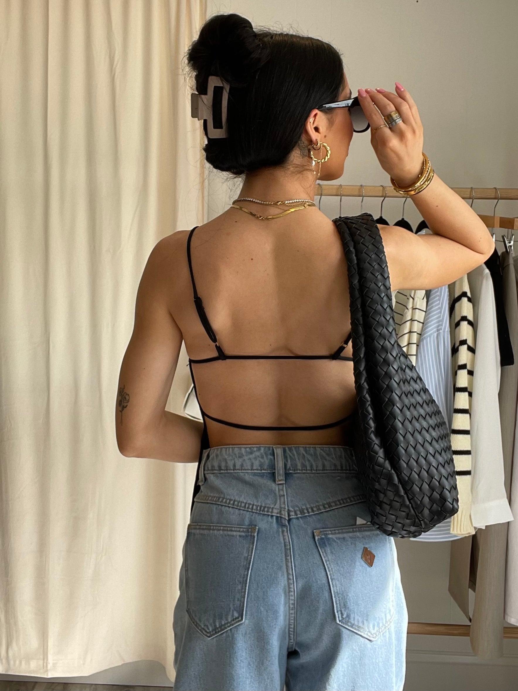 FINAL SALE WeWoreWhat | High Straight Neck Top | Black Product Image