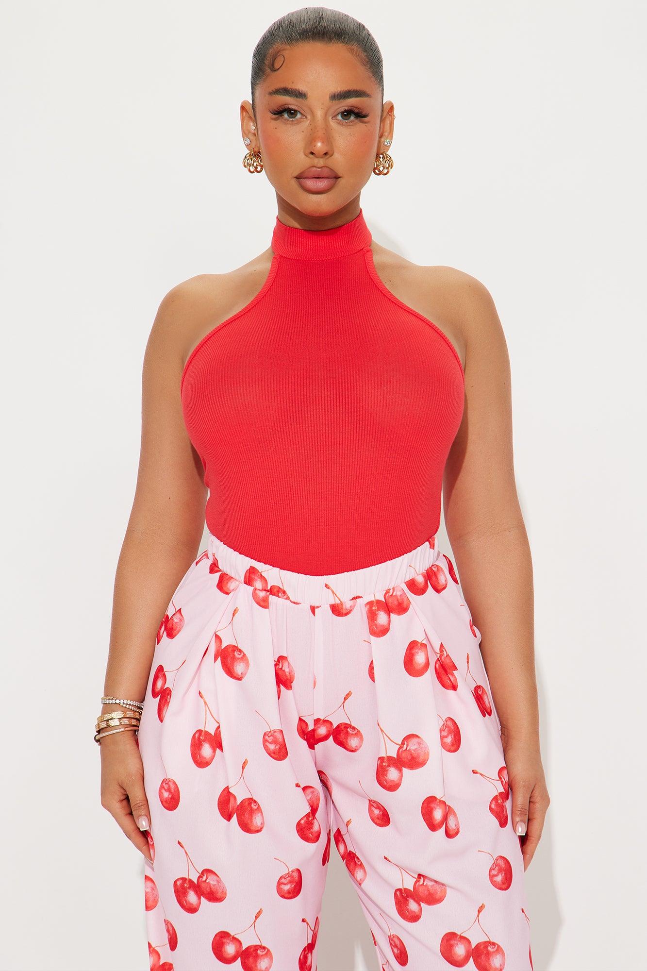 Bitter Sweet Ribbed Halter Bodysuit - Orange Product Image