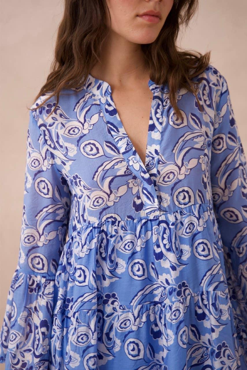 Saint-Tropez Silk Dress- Indigo Blue Product Image