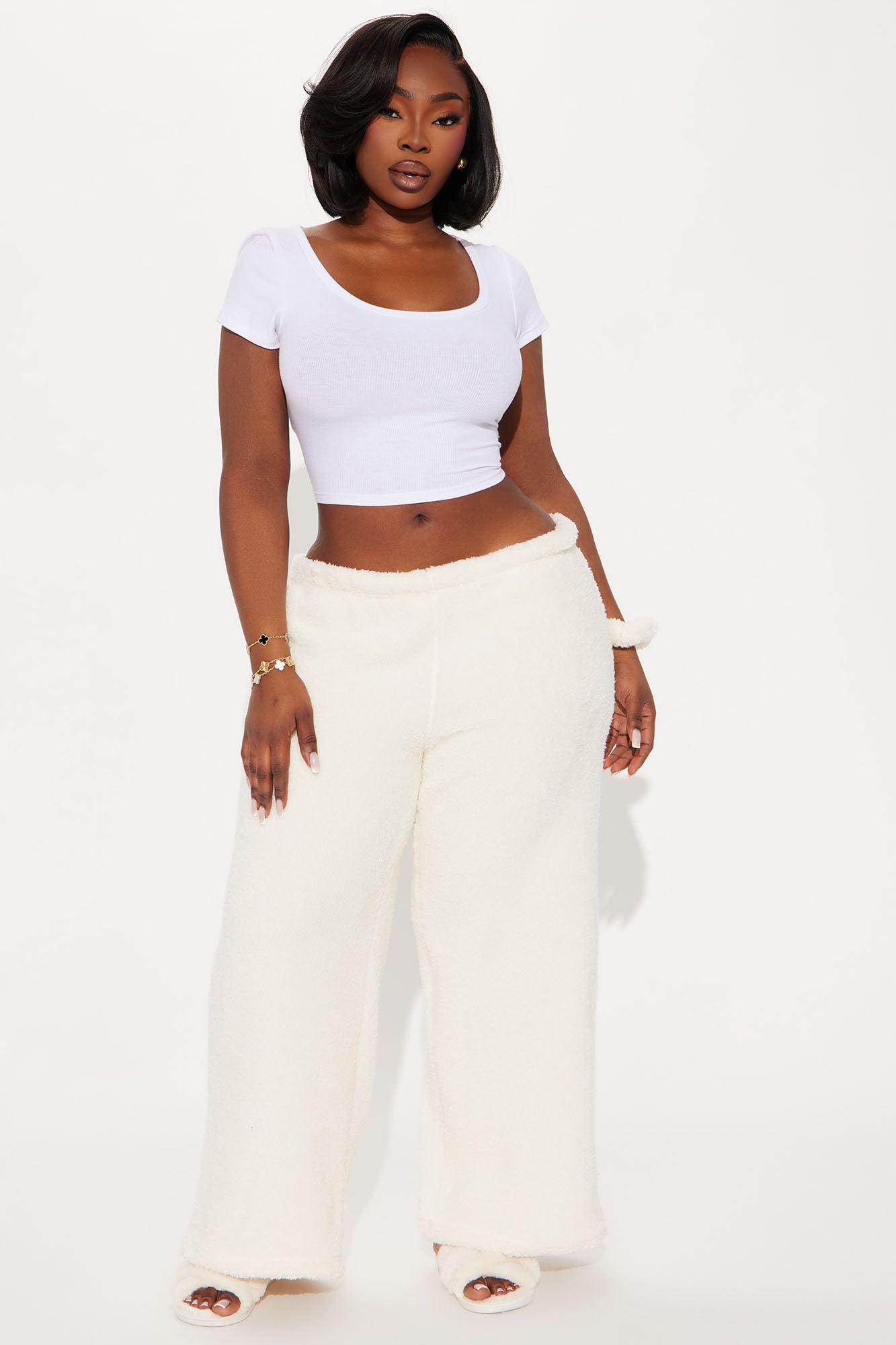 Snuggle Vibes Sherpa PJ Pants - Ivory Product Image