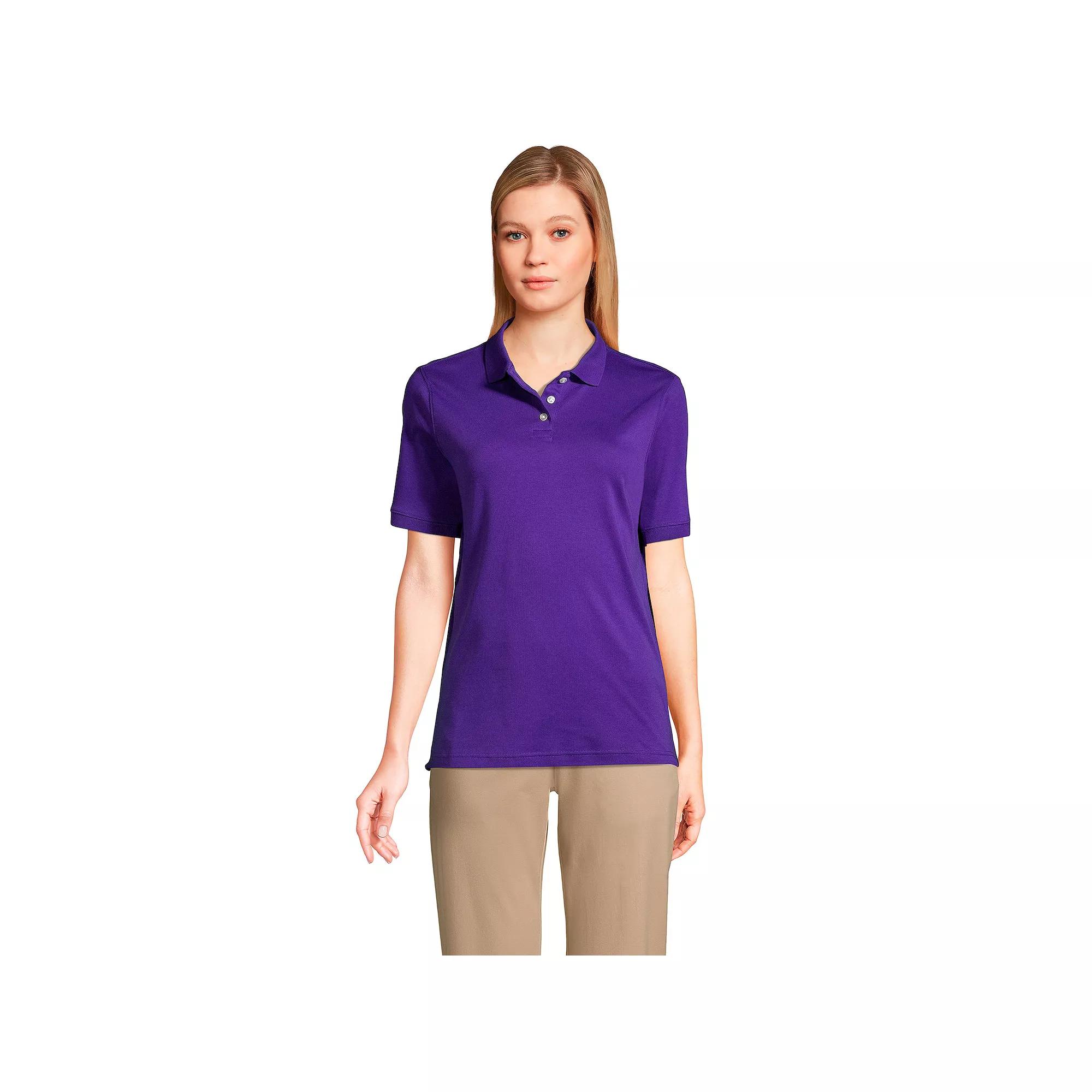 Women's Lands' End School Uniform Classic Short Sleeve Interlock Polo Top,  Product Image