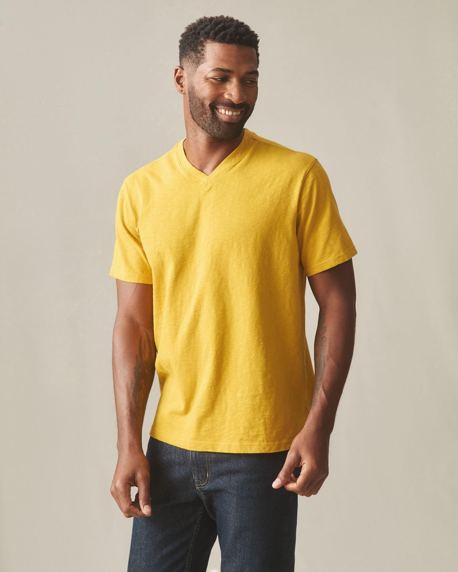 Men's Premium Slub V-Neck Tee - Nugget Gold Product Image