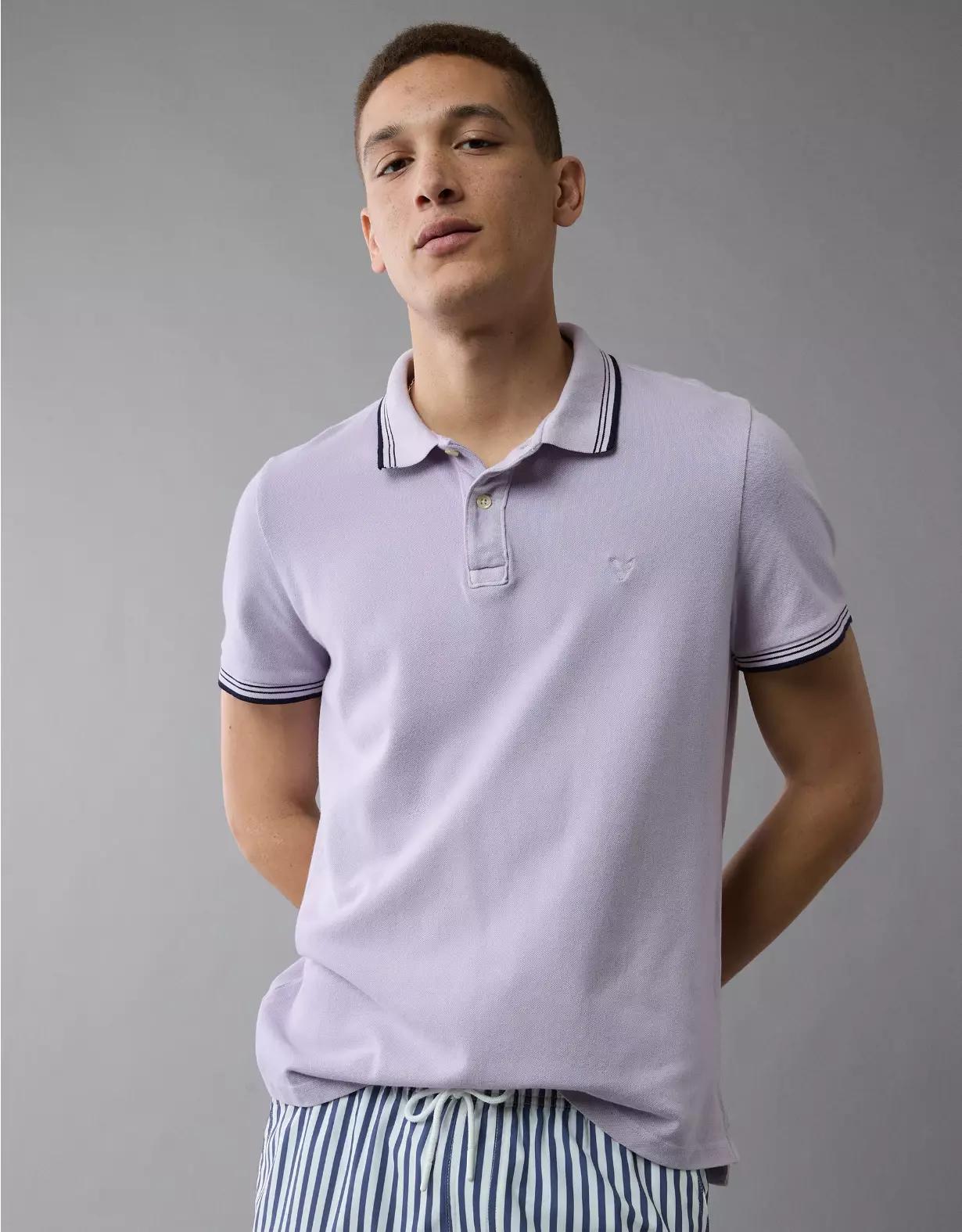 AE Lived-In Stretch Pique Slim Fit Tipped Polo Shirt Product Image