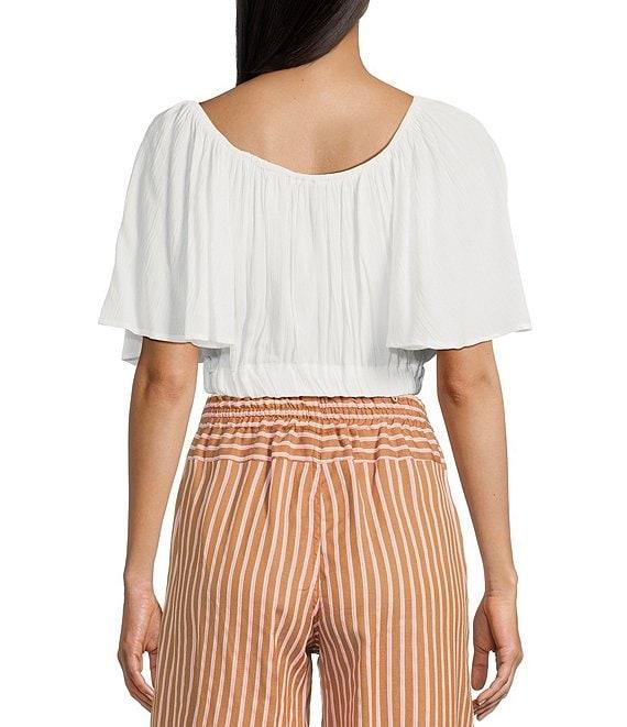 Angie Scoop Neck Flutter Sleeve Crop Top Product Image