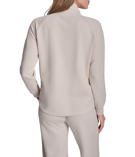 DKNY Sport by Donna Karan Coordinating Highline Rib Knit Mock Neck Long Sleeve Front Full Zip Jacket Product Image