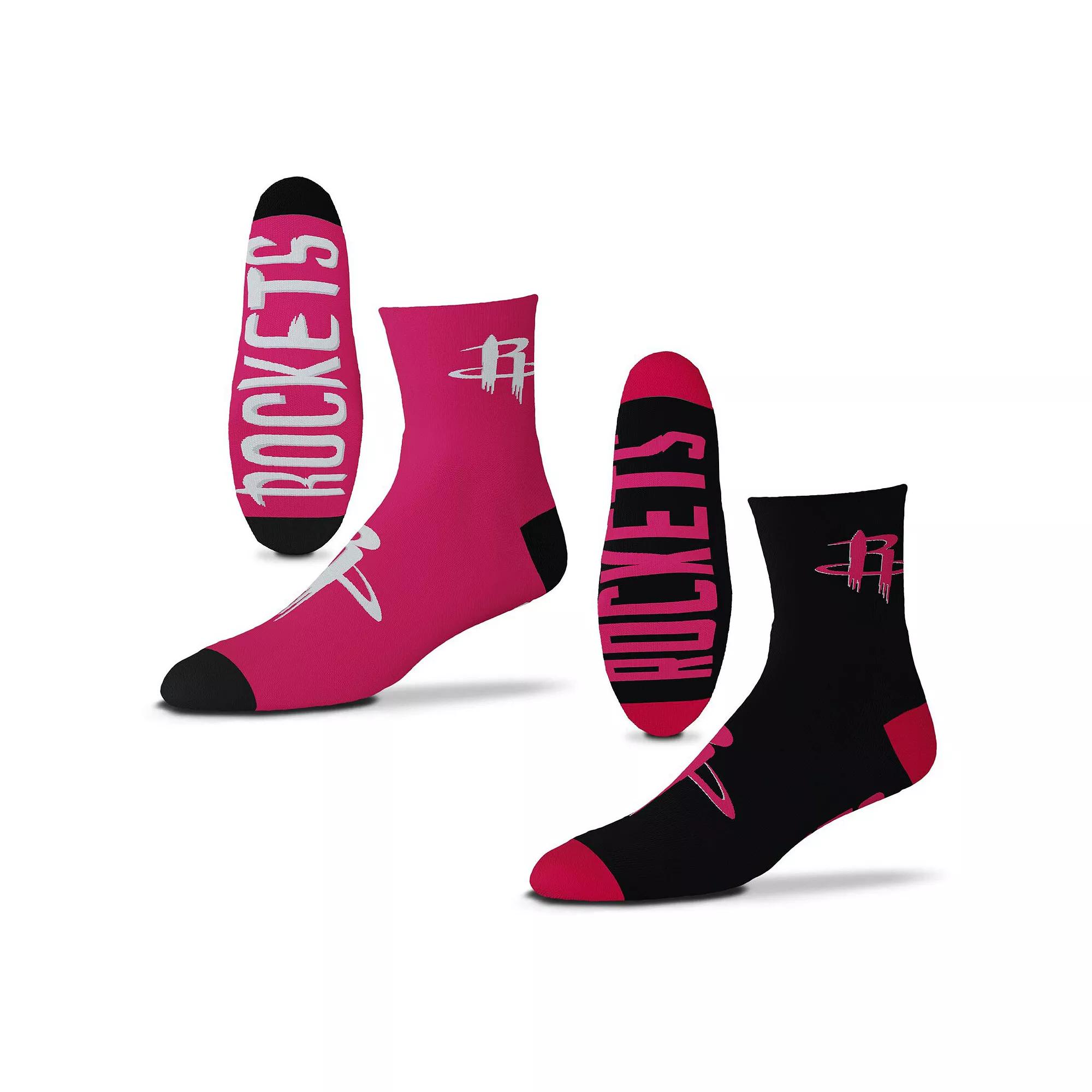 Men's For Bare Feet Houston Rockets 2-Pack Team Quarter-Length Socks, Size: Large, Red Product Image