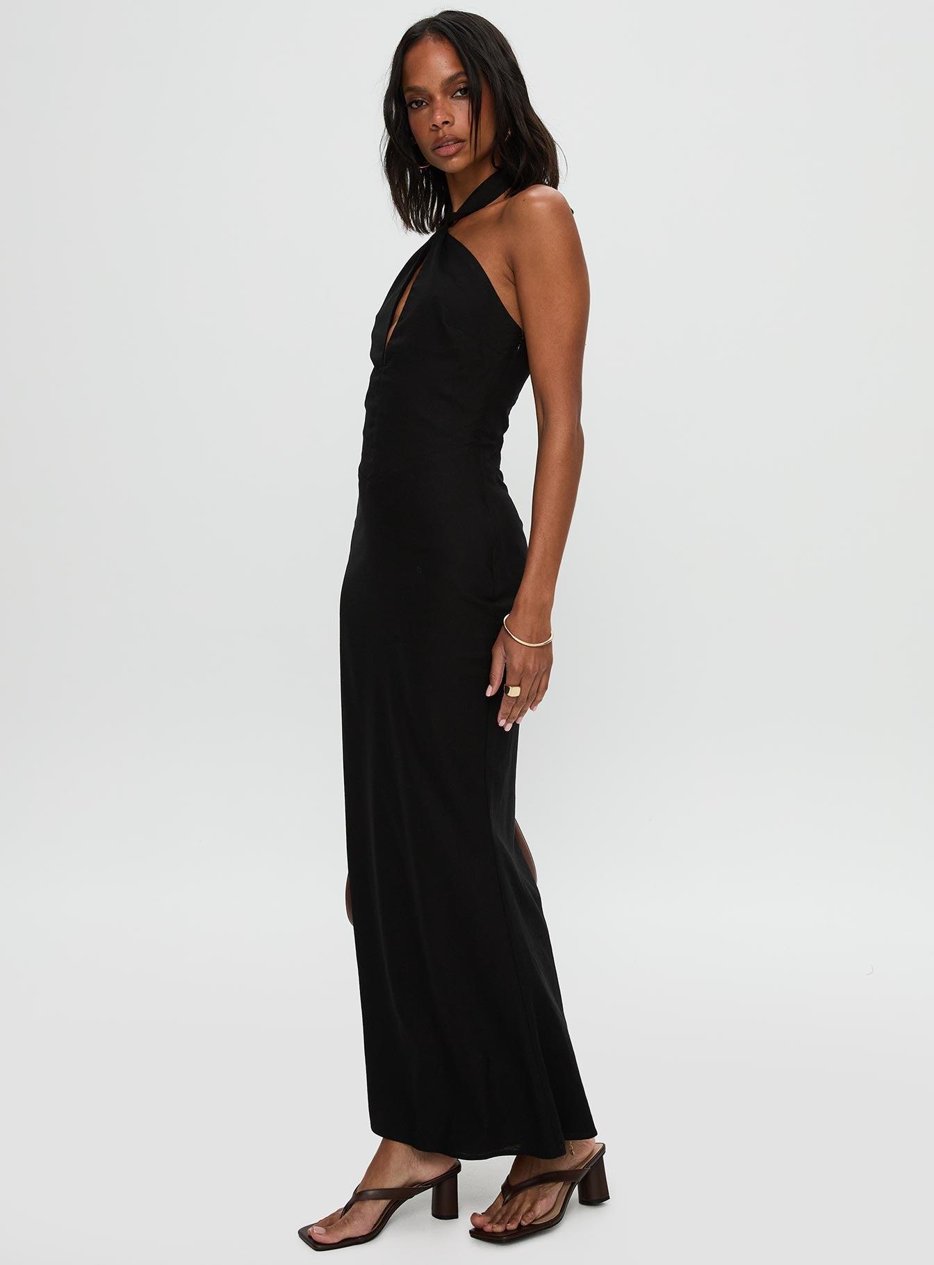 Rapture Halter Maxi Dress Black Product Image