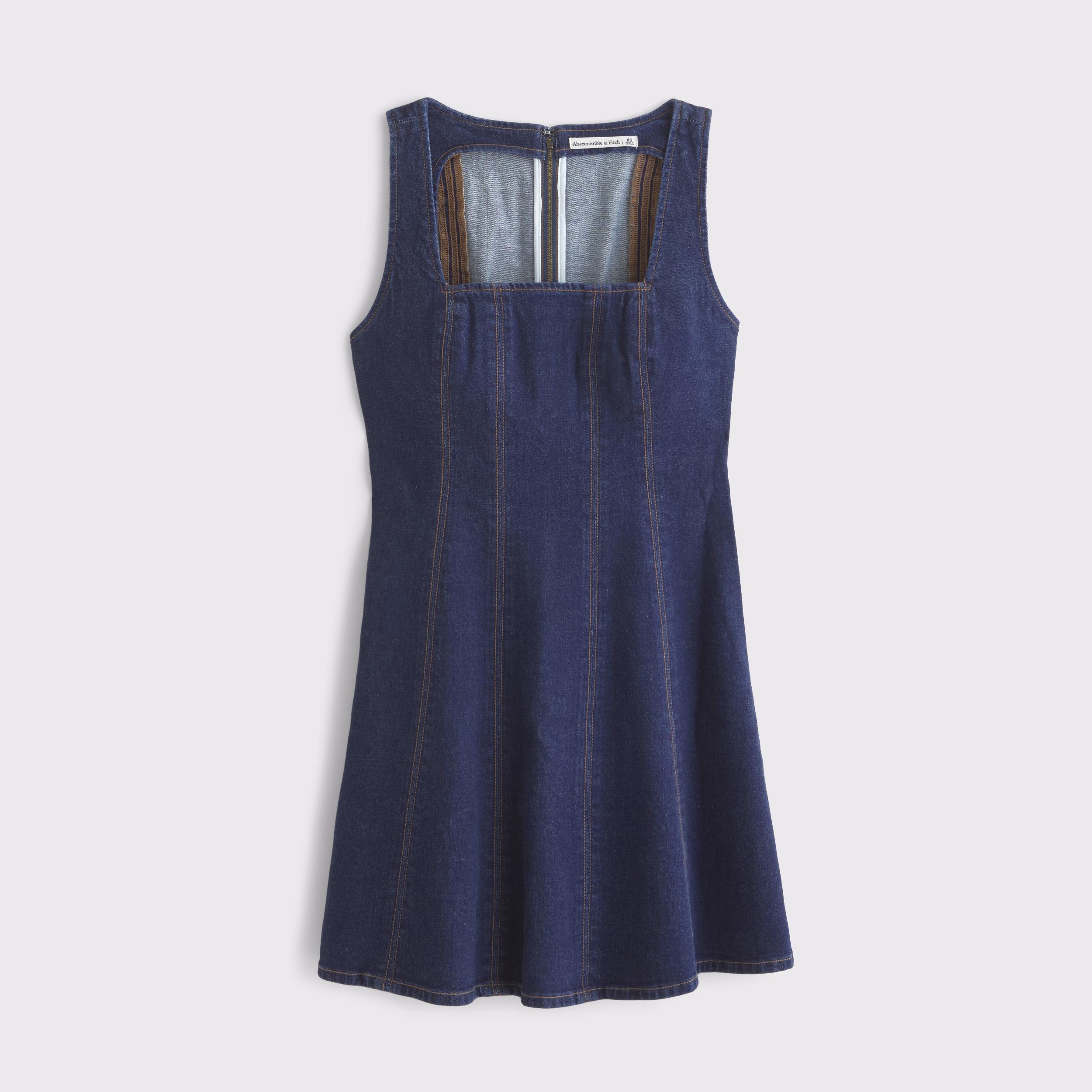 The A&F Mila Squareneck Denim Mini Dress Product Image
