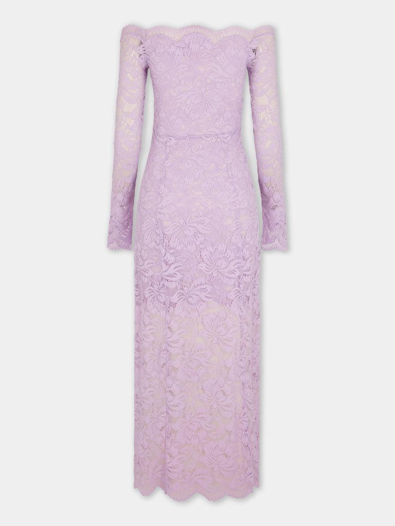 LAVENDER LONG DRESS IN LACE Product Image