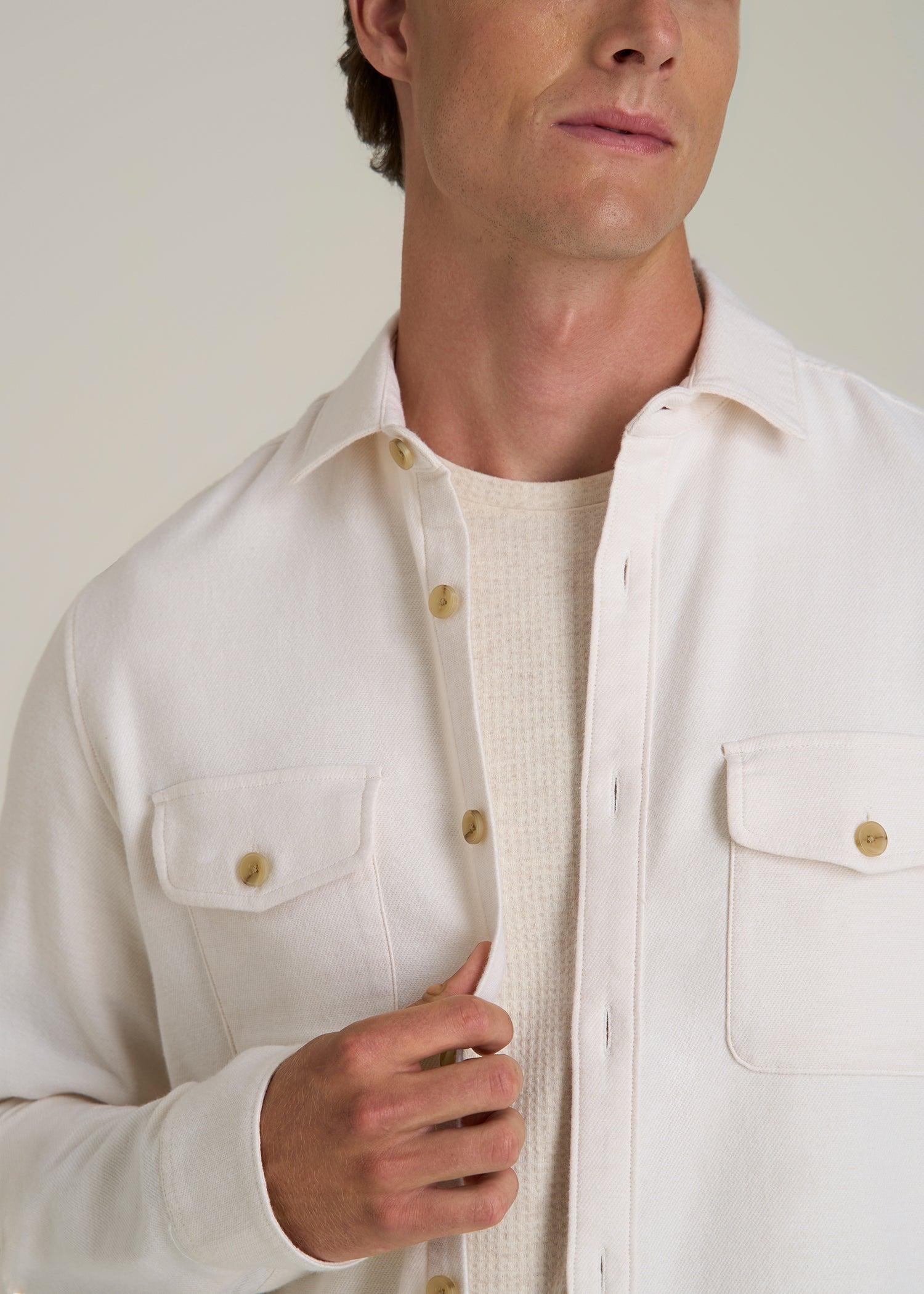 Everyday Comfort Terry Overshirt for Tall Men in White Swan Male Product Image