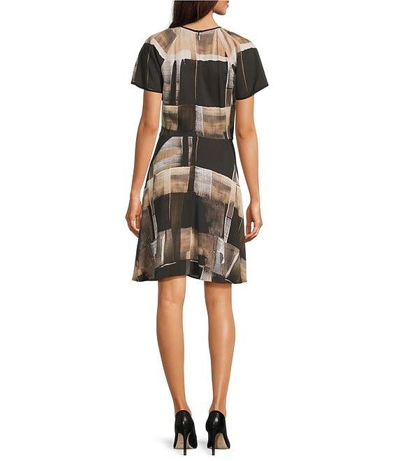 BOSS by Hugo Boss Painted Print Crew Neck Short Sleeve Dress Product Image