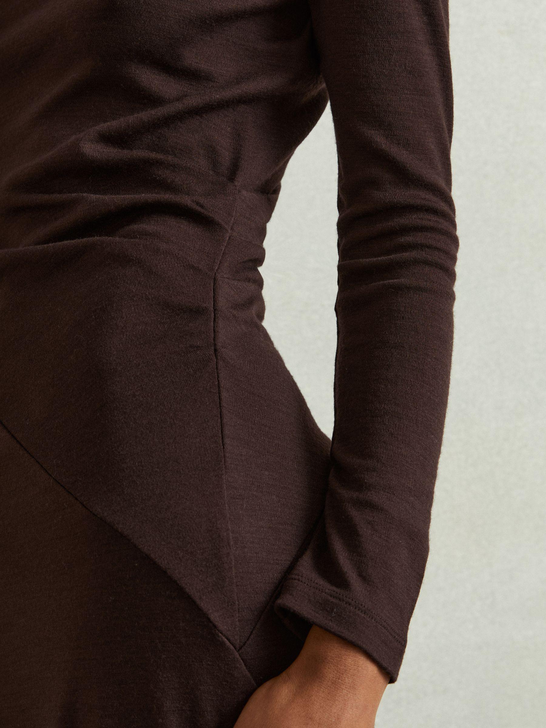 Wool Ruche Detail Midi Dress in Berry Product Image