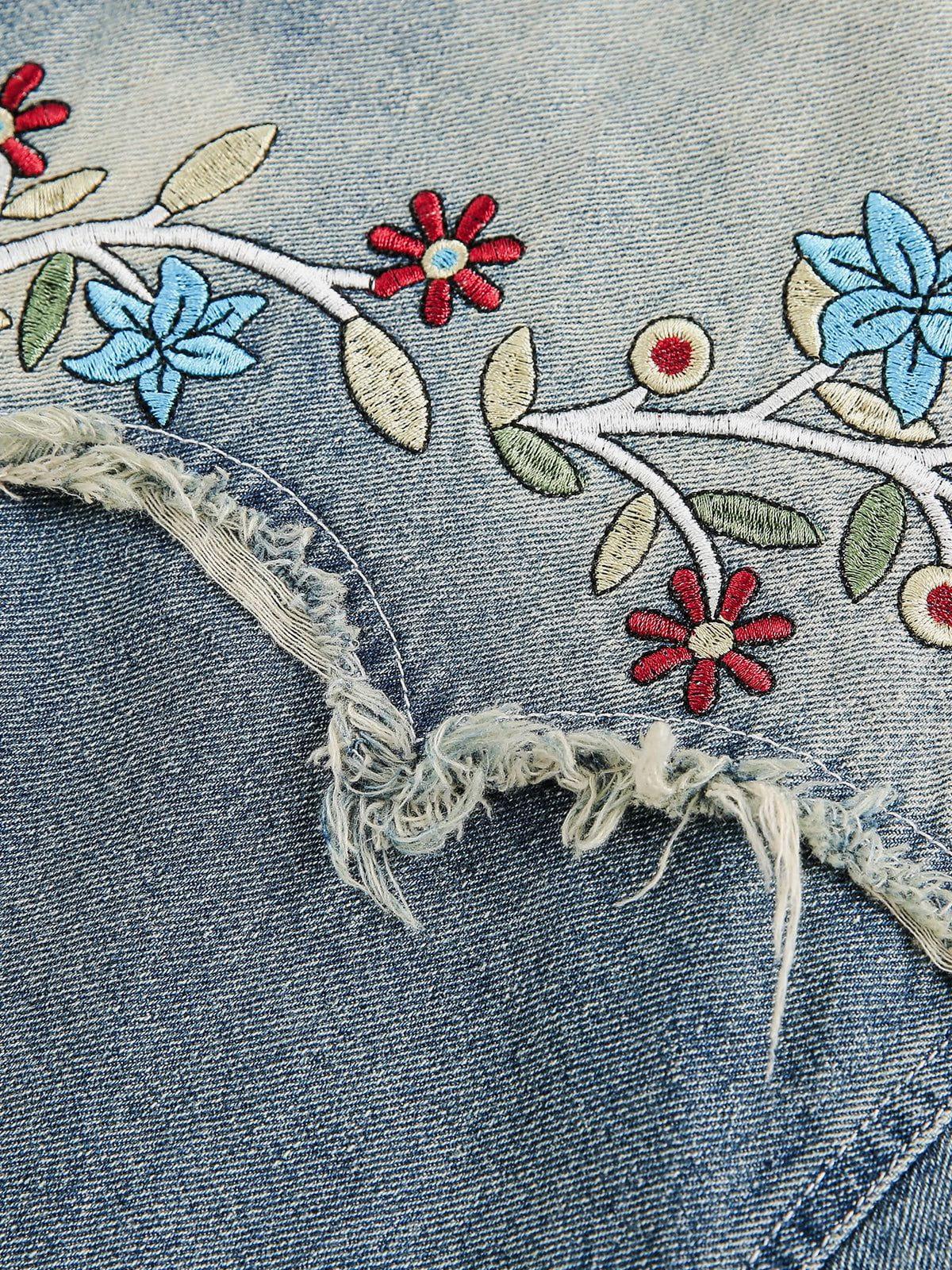 Aelfric Eden Floral Embroidery Denim Shirt Product Image