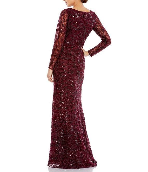 Mac Duggal V-Neck Sequined Faux Wrap Gown Product Image