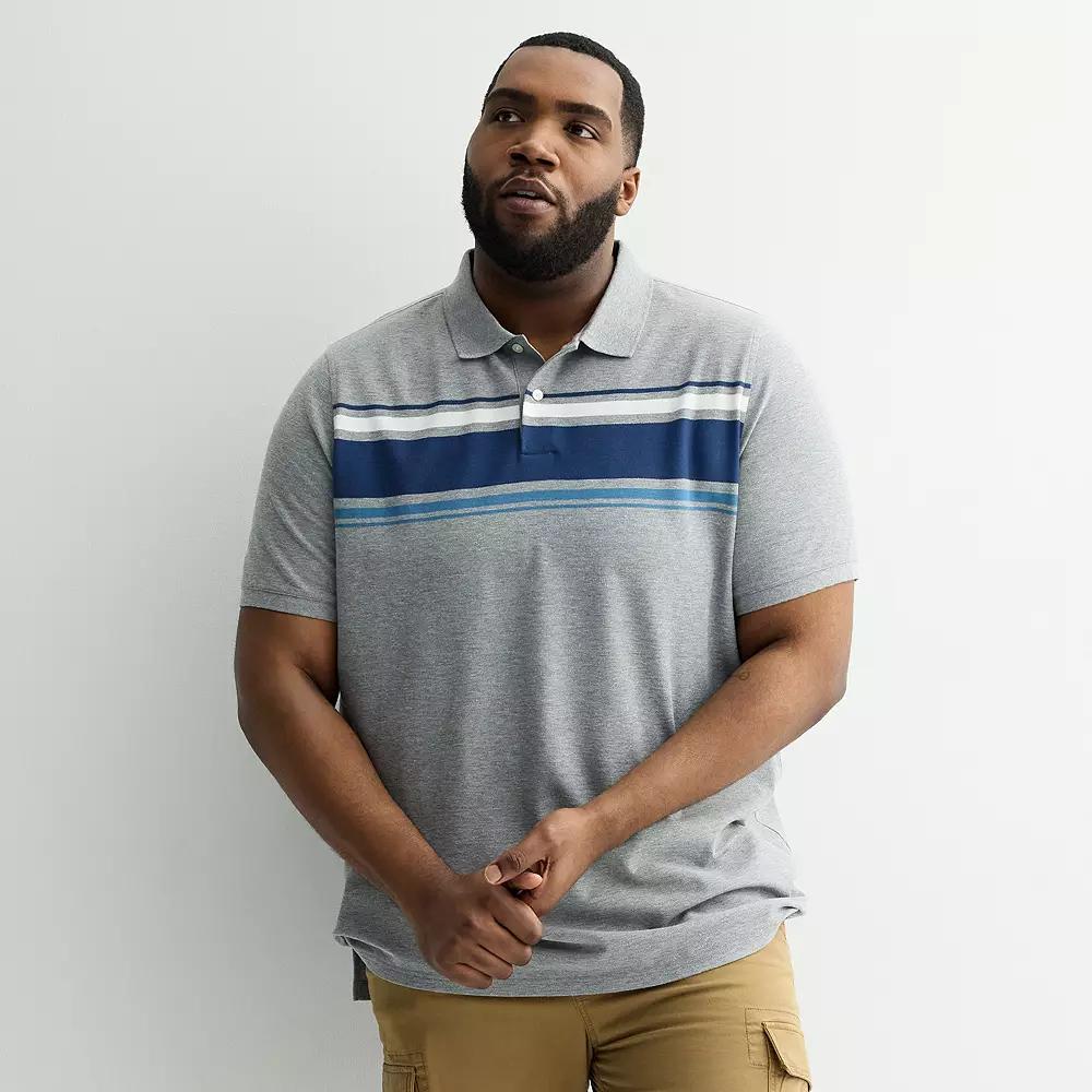 Big & Tall Sonoma Goods For Life® The Essential Pique Polo, Men's, Size: XL Tall, Grey Chest Stripe Product Image