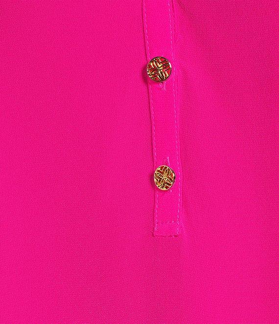 Lilly Pulitzer Elsa Silk Notch Neck Long Sleeve Blouse Product Image