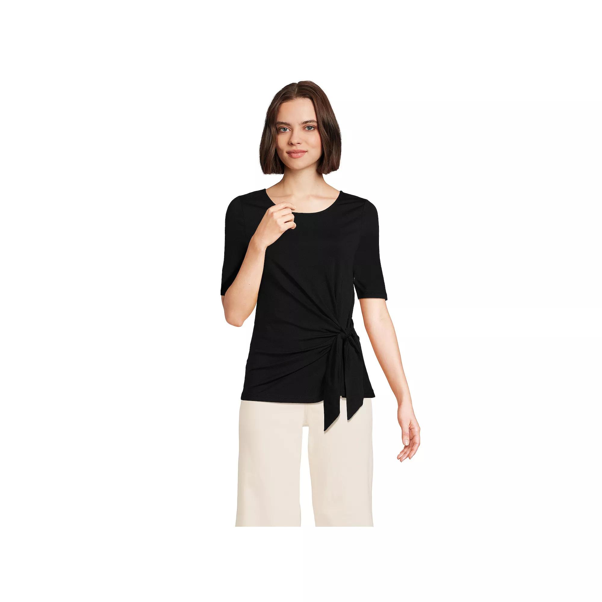 Women's Lands' End Lightweight Jersey Tie Front Top,  Product Image