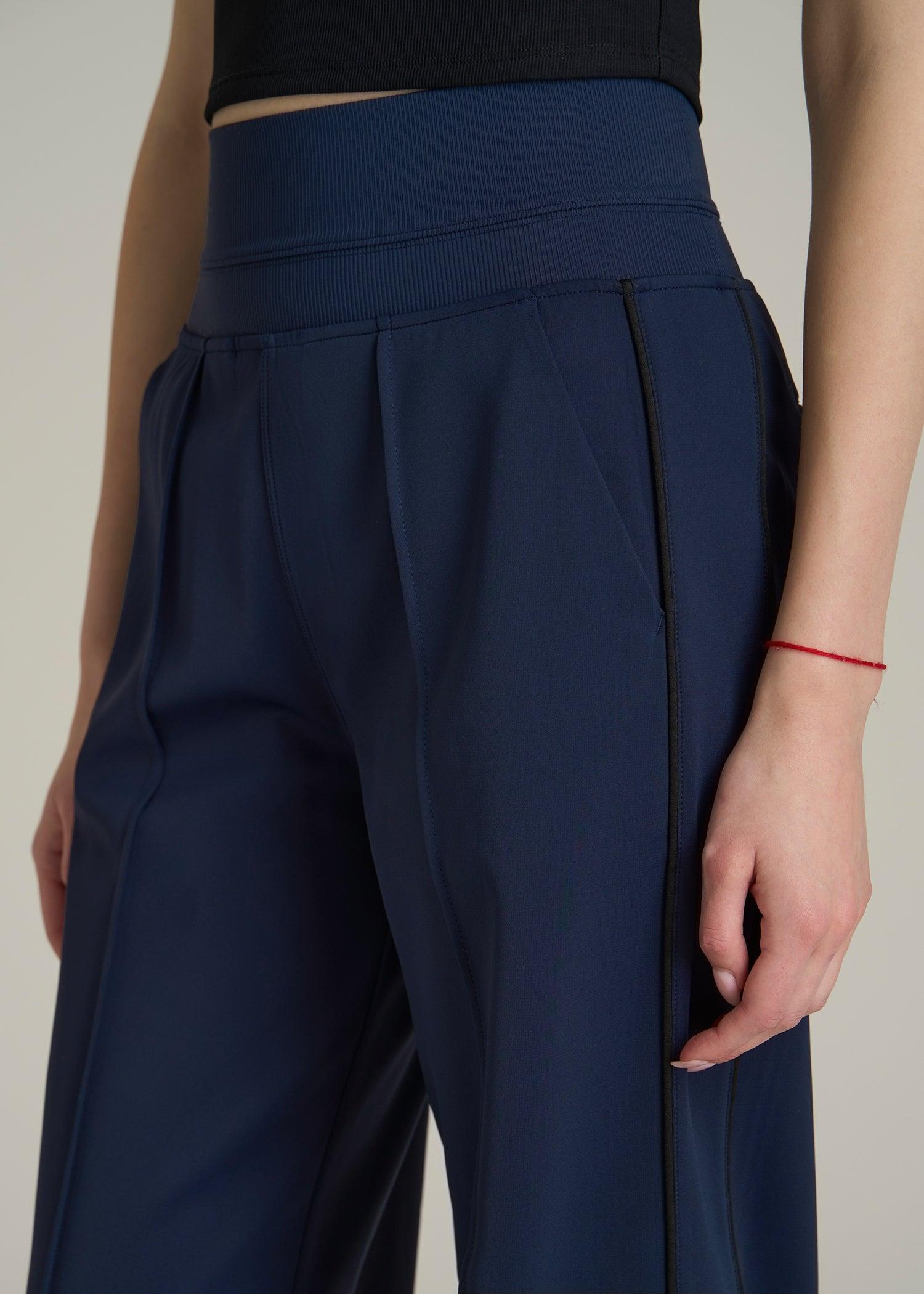 Track Pants with Piping for Tall Women in Navy Female Product Image