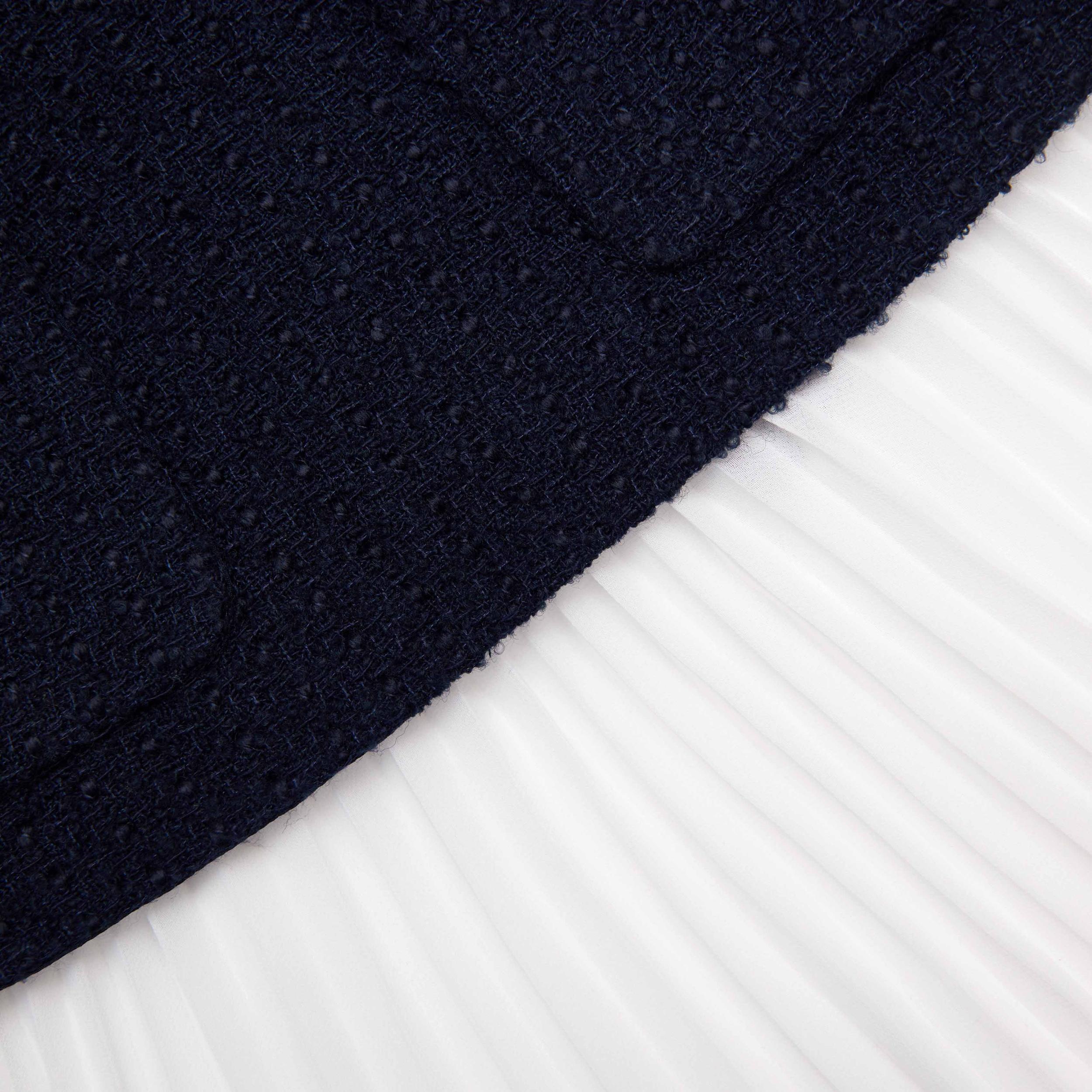 Navy Boucle And Chiffon Mini Dress Product Image