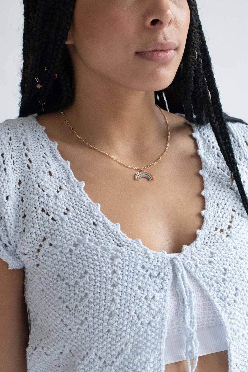 Artic Blue Crochet Short Sleeve Cardigan Product Image