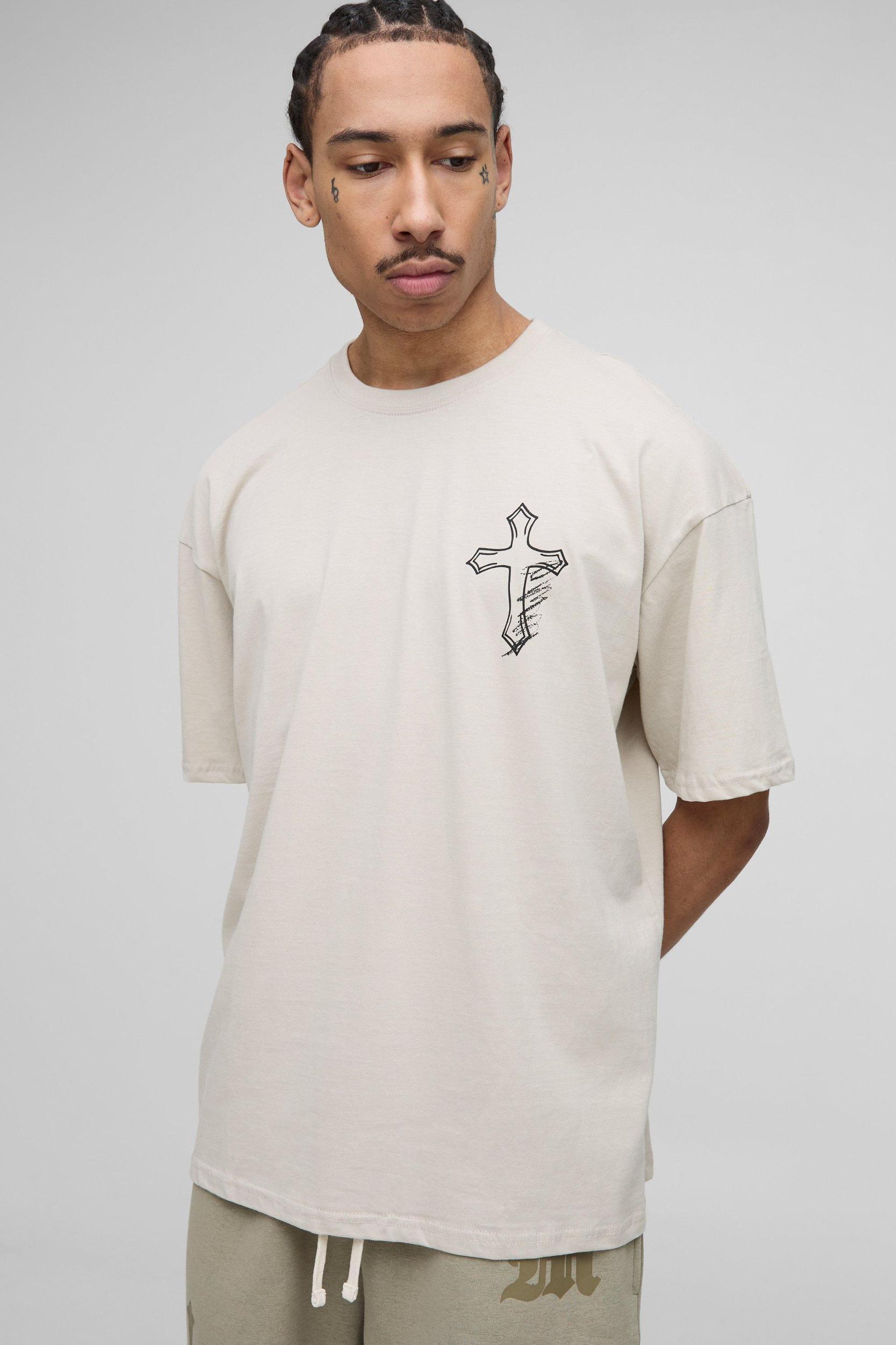 Oversized Cross Renaissance Graphic T-Shirt | boohooMAN USA Product Image