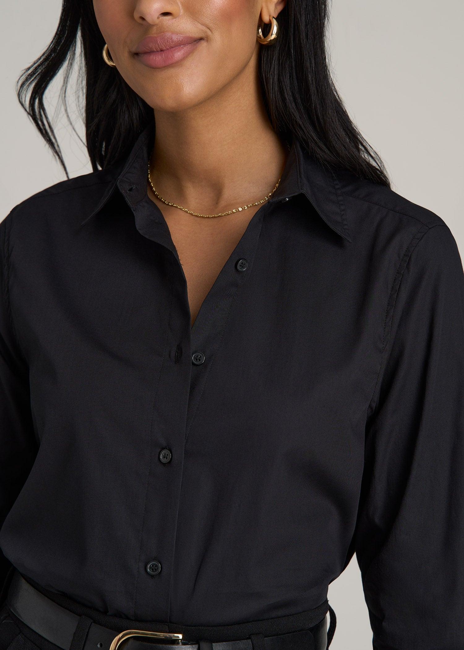 Regular Fit Dress Shirt for Tall Women in Black Female Product Image