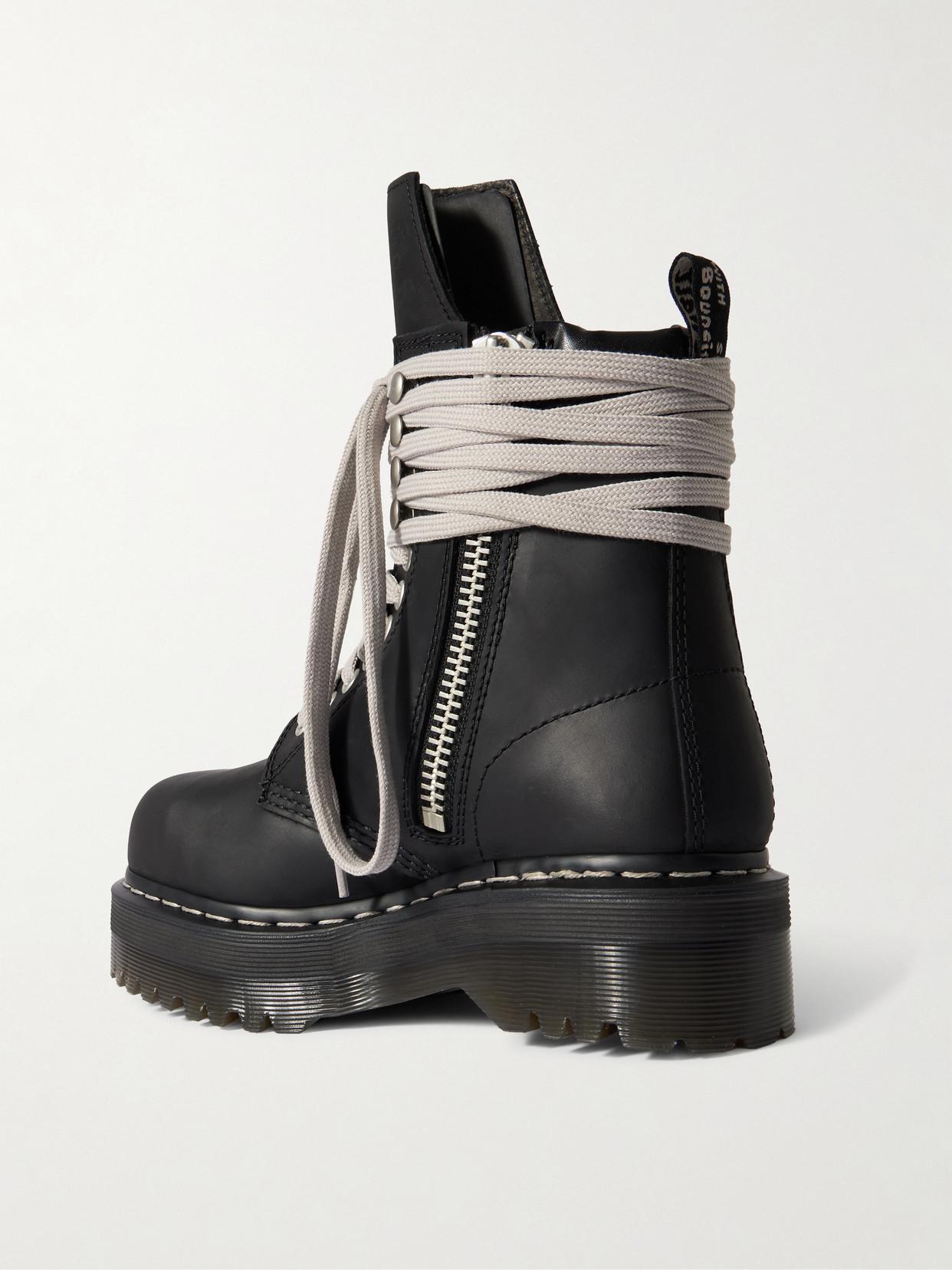 RICK OWENS X Dr. Martens Quad Sole Steel Toe Leather Ankle Boots In Black Product Image