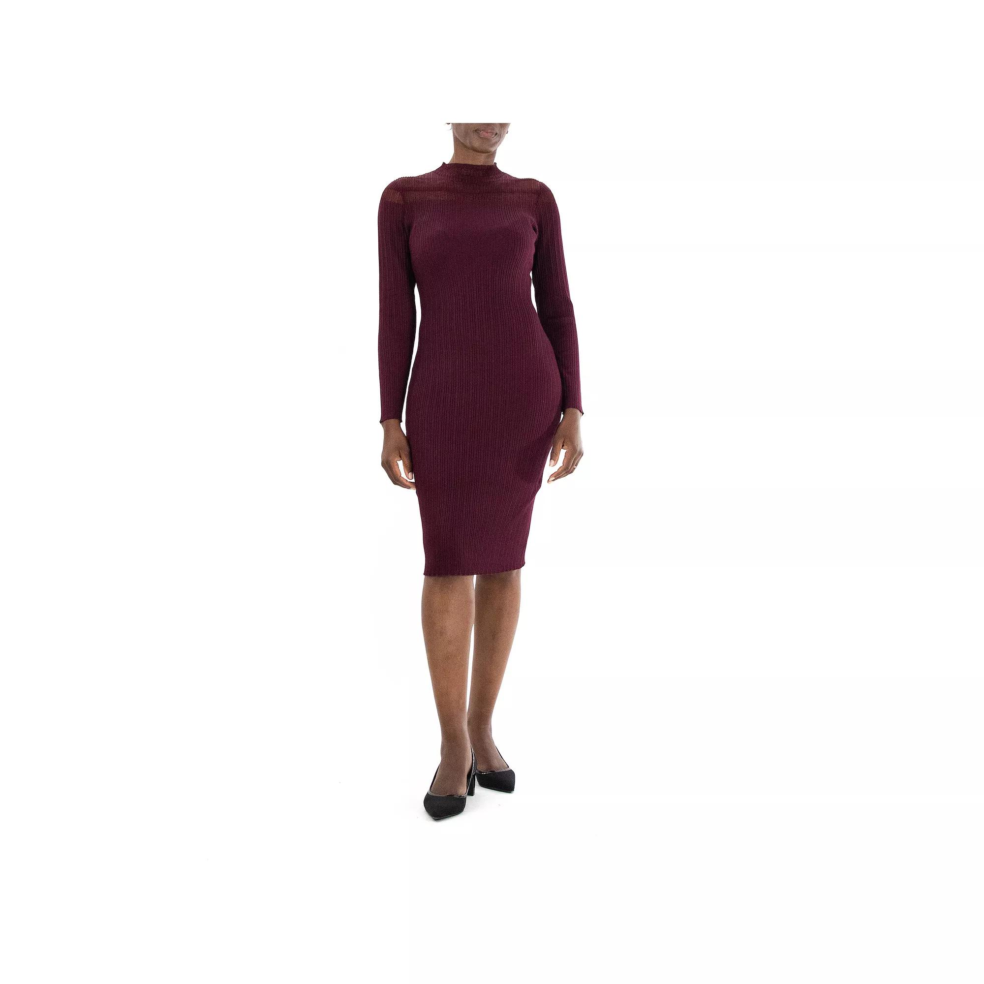 Women's Nina Leonard Mockneck Long Sleeve Midi Sweater Dress,  Product Image