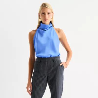 Worthington Womens Halter Neck Sleeveless Blouse Product Image