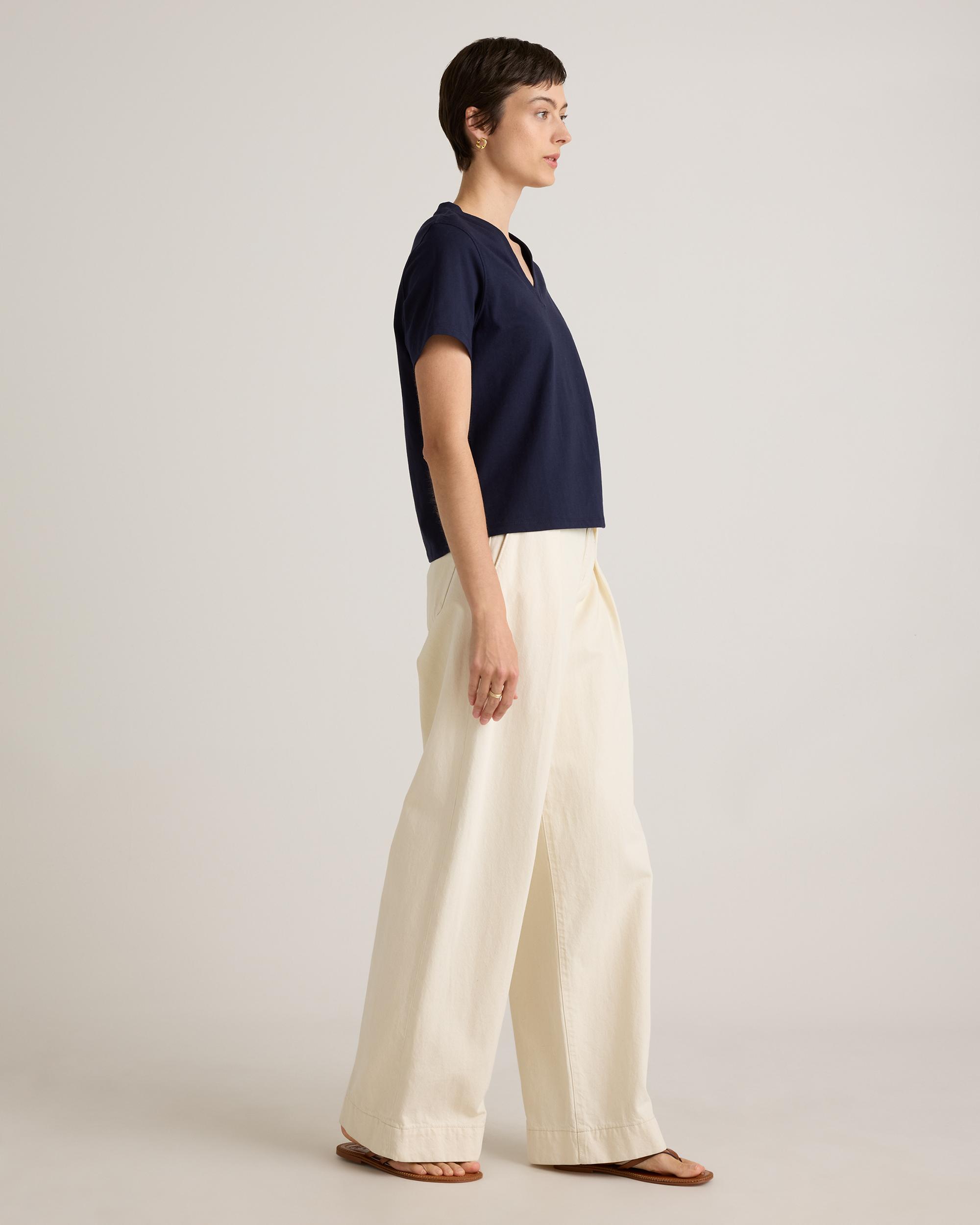 Quince | Women's Boxy V-Neck T-Shirt Size XS, Organic Cotton Product Image