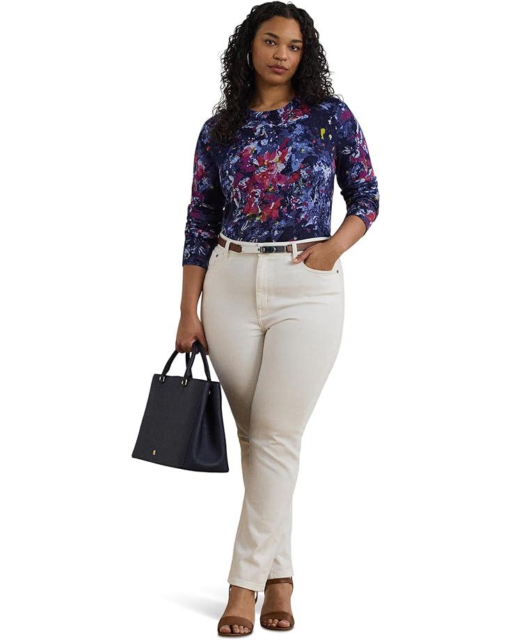 Print Cotton-blend Short-sleeve Sweater Product Image