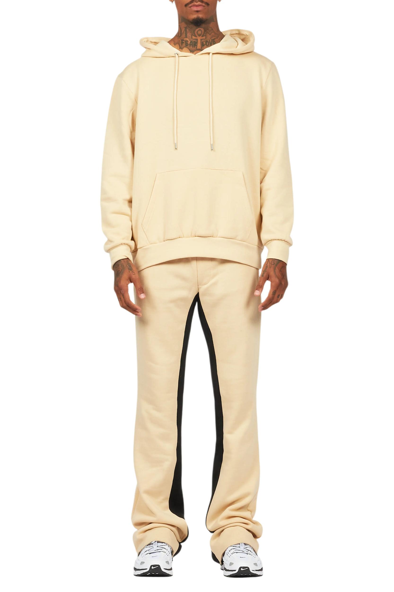 Basic Beige Hoodie/Baggy Track Pant Set Male Product Image