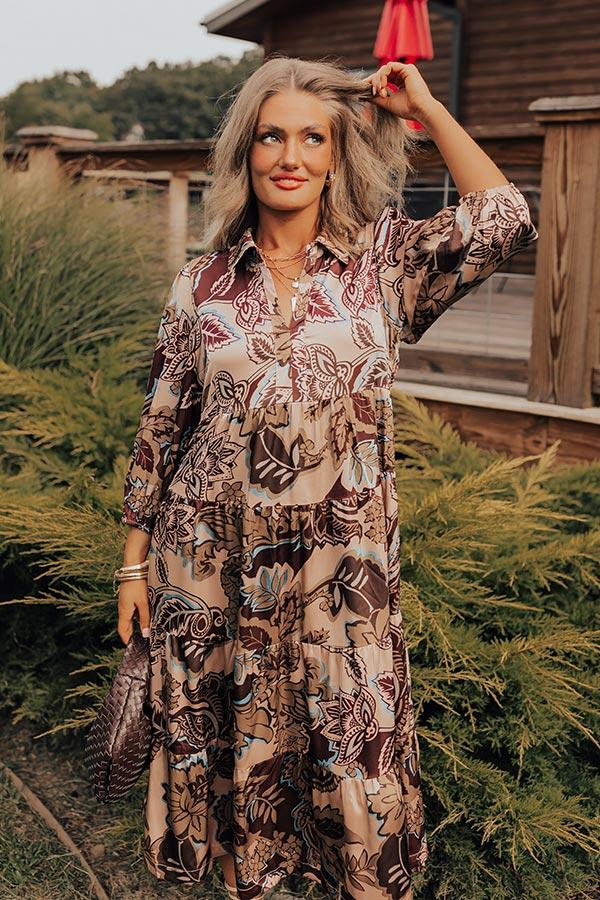 Wine Mixer Meet Up Satin Floral Midi Product Image