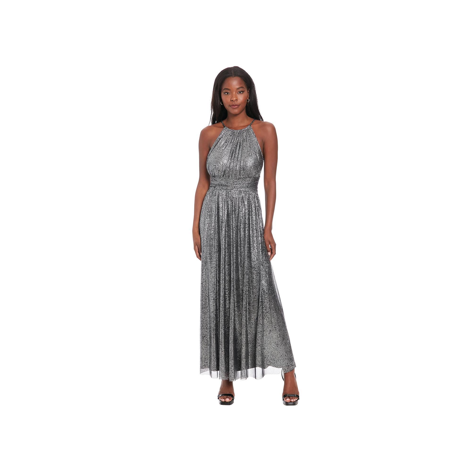 Women's London Times Halter Neck Ruched Maxi Dress,  Product Image