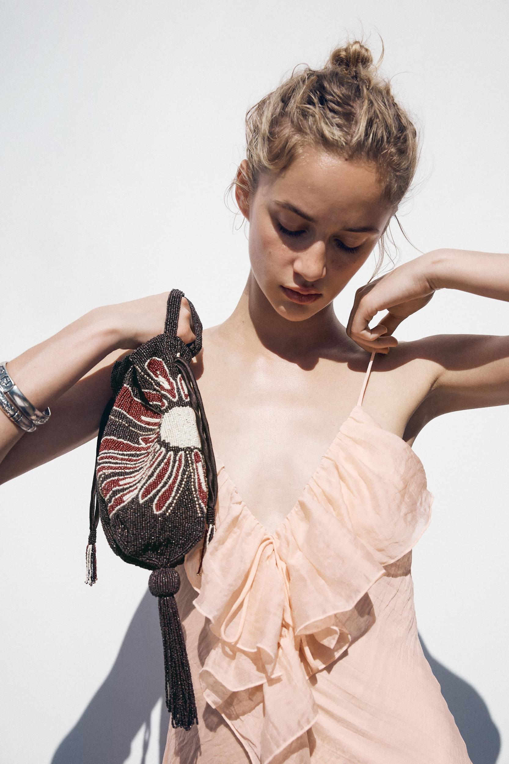 RUFFLED MIDI SLIP DRESS Product Image