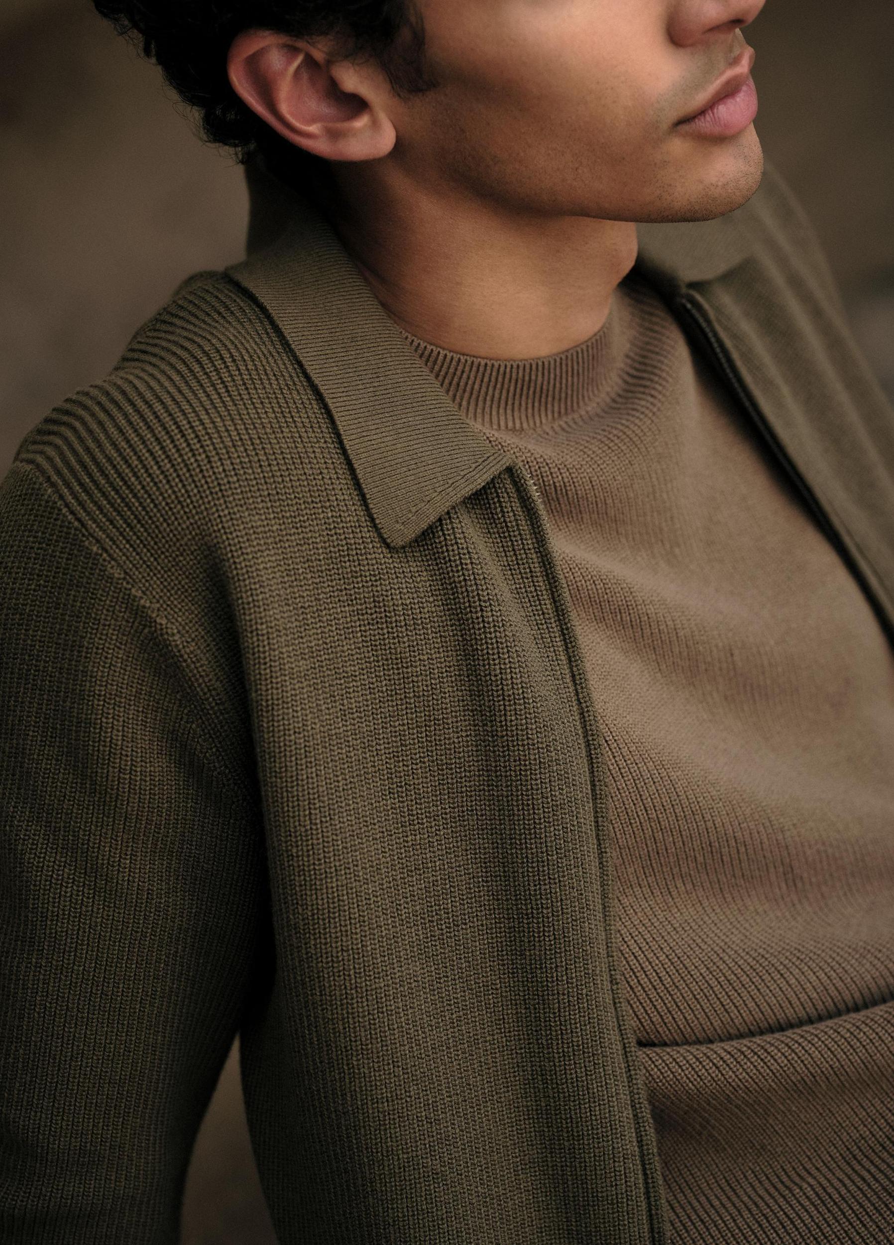 Wool-Blend Two-Way Zip Cardigan Product Image