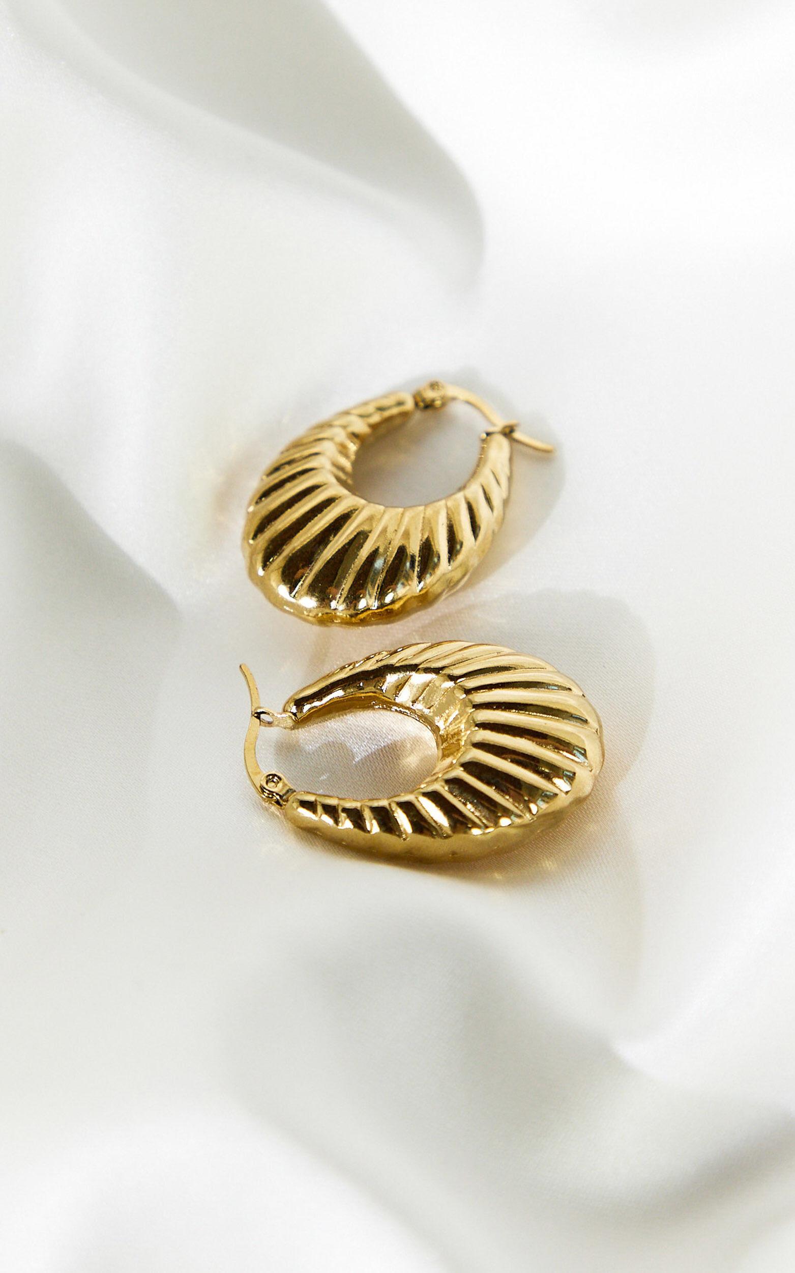 Sasha Earrings - Textured Hoop Earrings in Gold Product Image