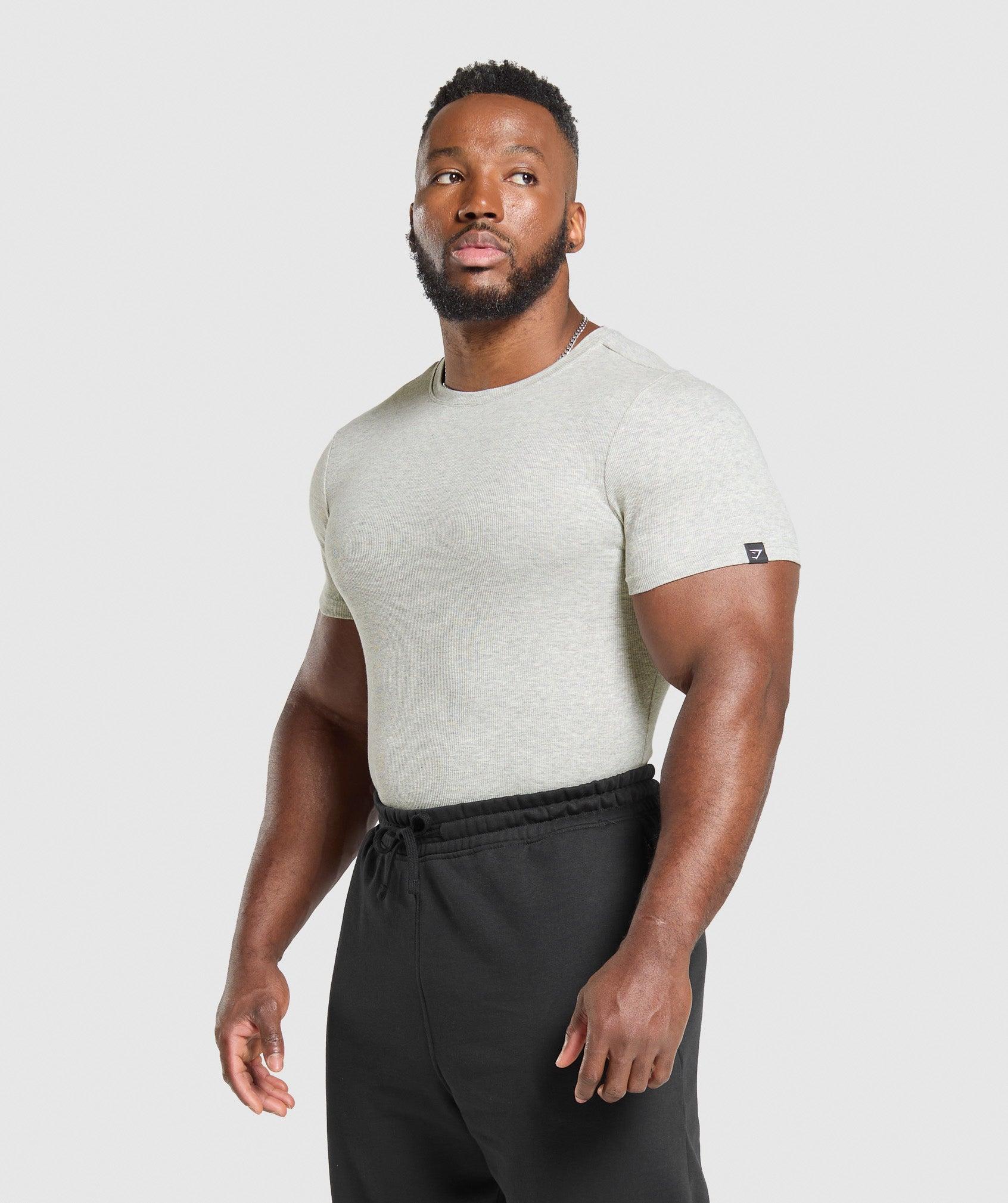 Gymshark Ribbed T-Shirt - Stone Grey Marl Male Product Image