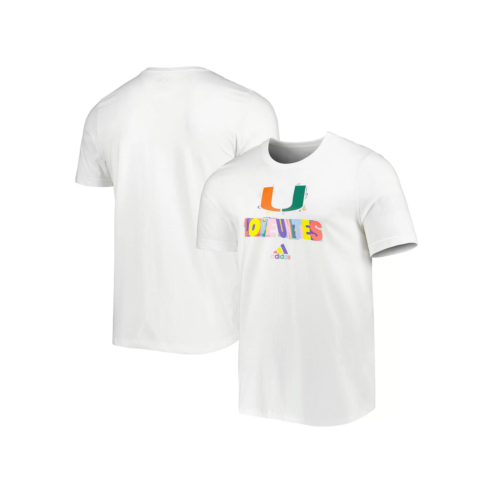 Men's adidas White Miami Hurricanes Pride Fresh T-Shirt,  Product Image